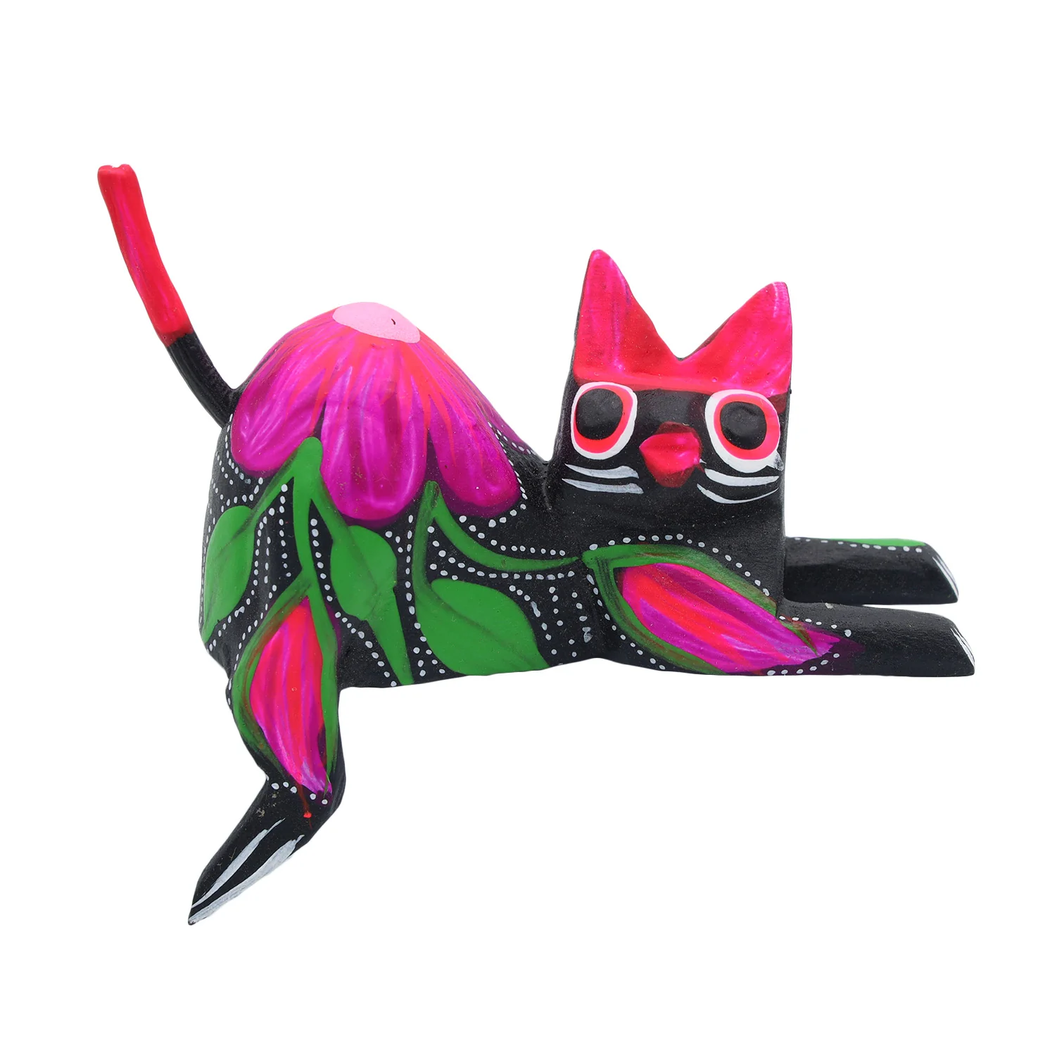Hand Painted and Carved Hanging Cat Wooden Figurine Alebrije - Image 9