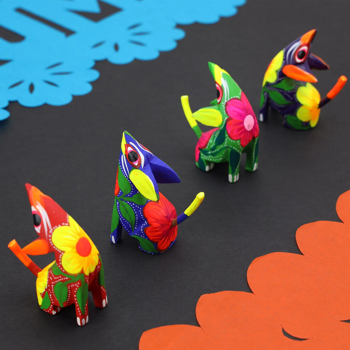 Hand Painted Howling Coyote Wooden Figurine - Image 3