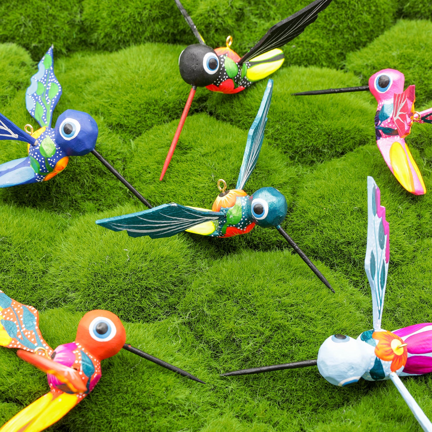 Hand Painted Hummingbird Wooden Figurine - Image 3