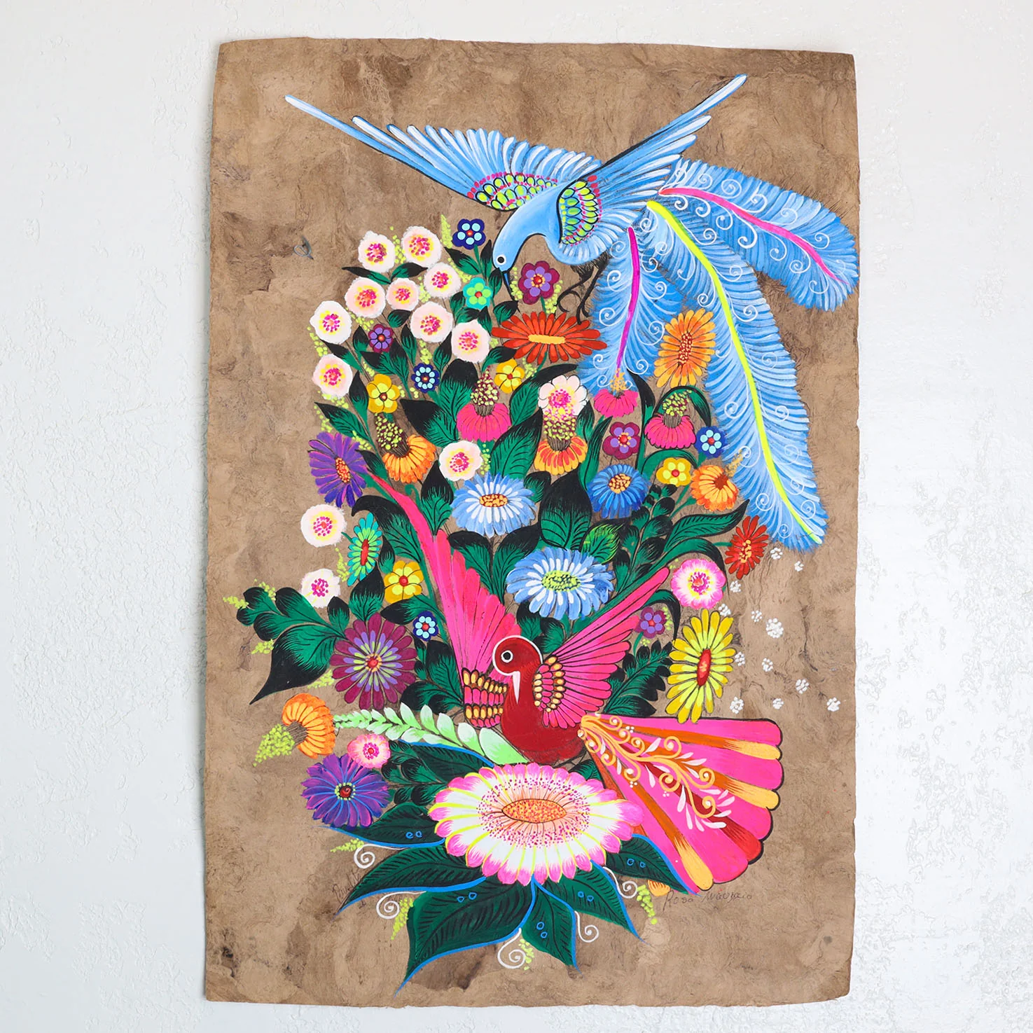 Hand-Painted Papel Amate Xalitla Painting by Rosa - Image 4