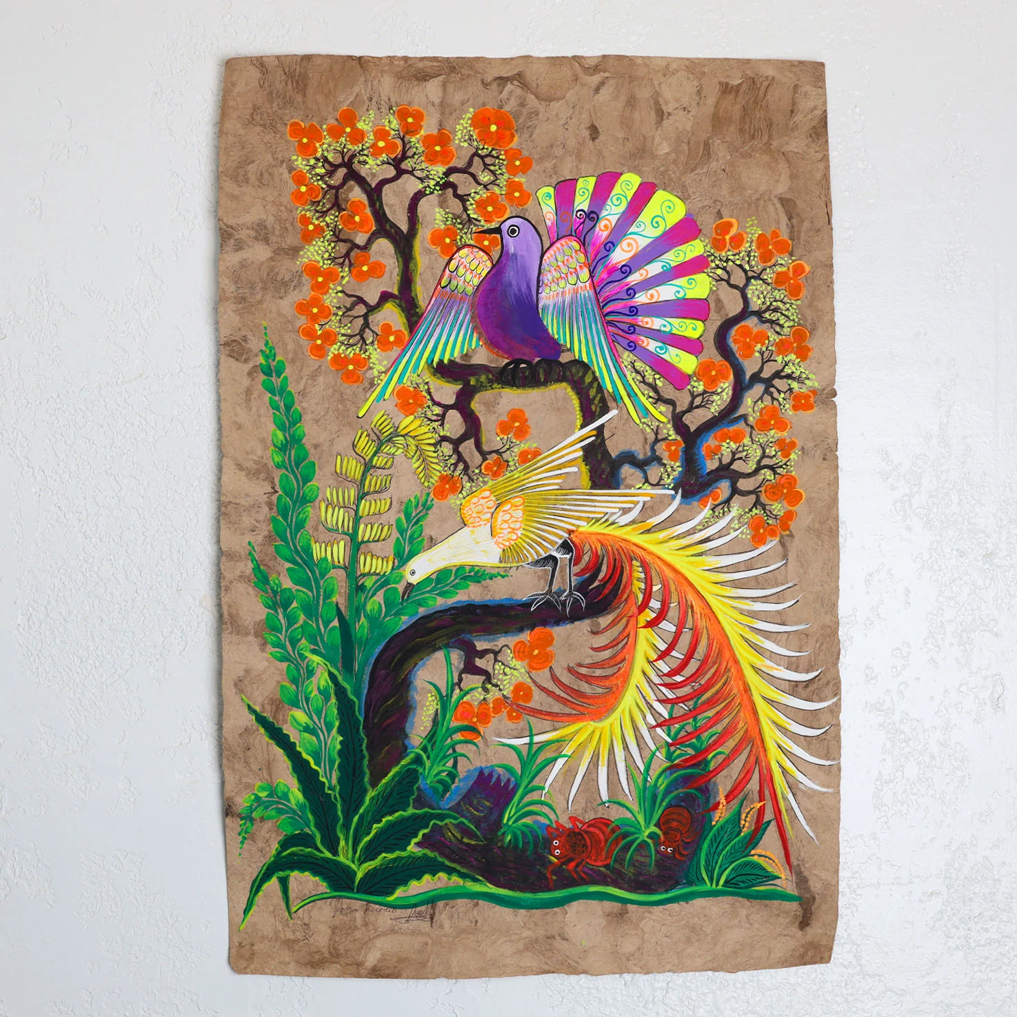 Hand-Painted Papel Amate Xalitla Painting by Rosa - Image 5