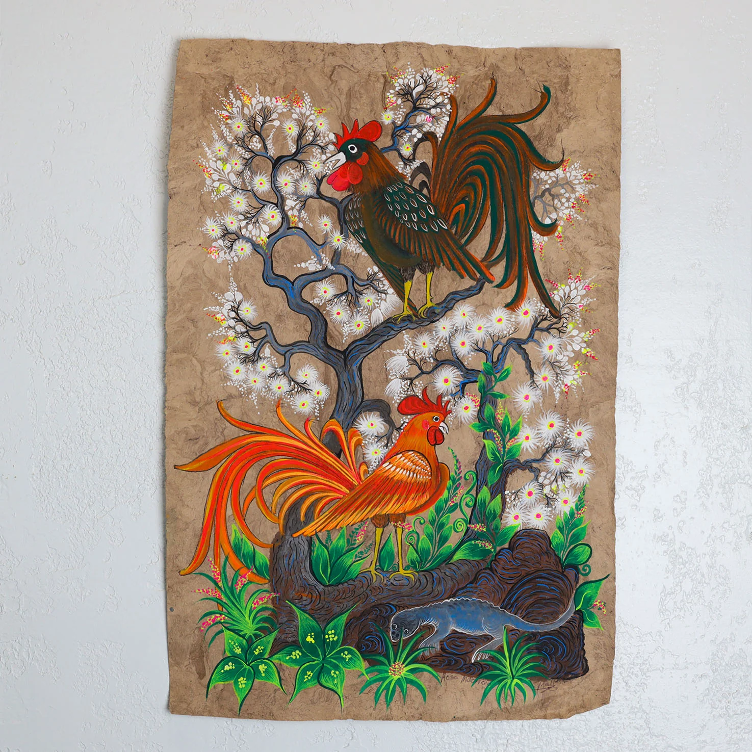 Hand-Painted Papel Amate Xalitla Painting by Rosa - Image 6