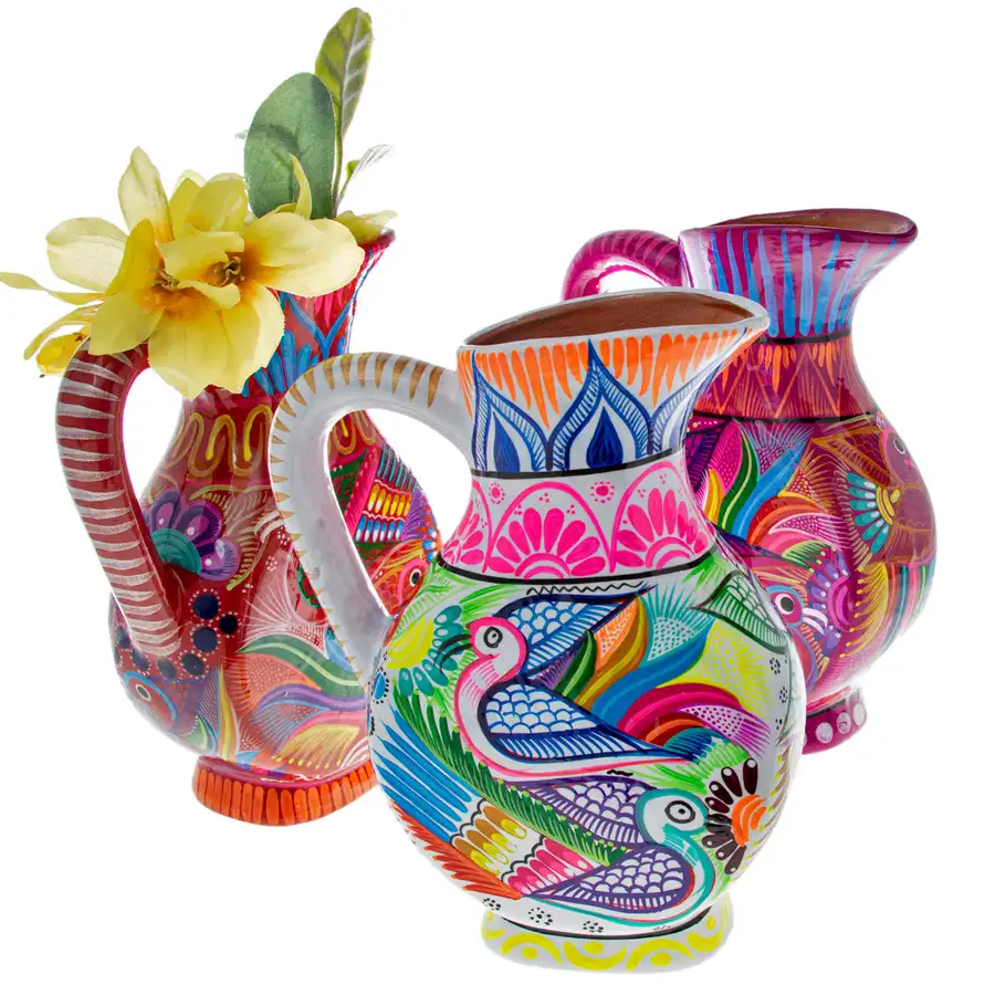 Hand-Painted Xalitla Clay Pitcher - Image 3