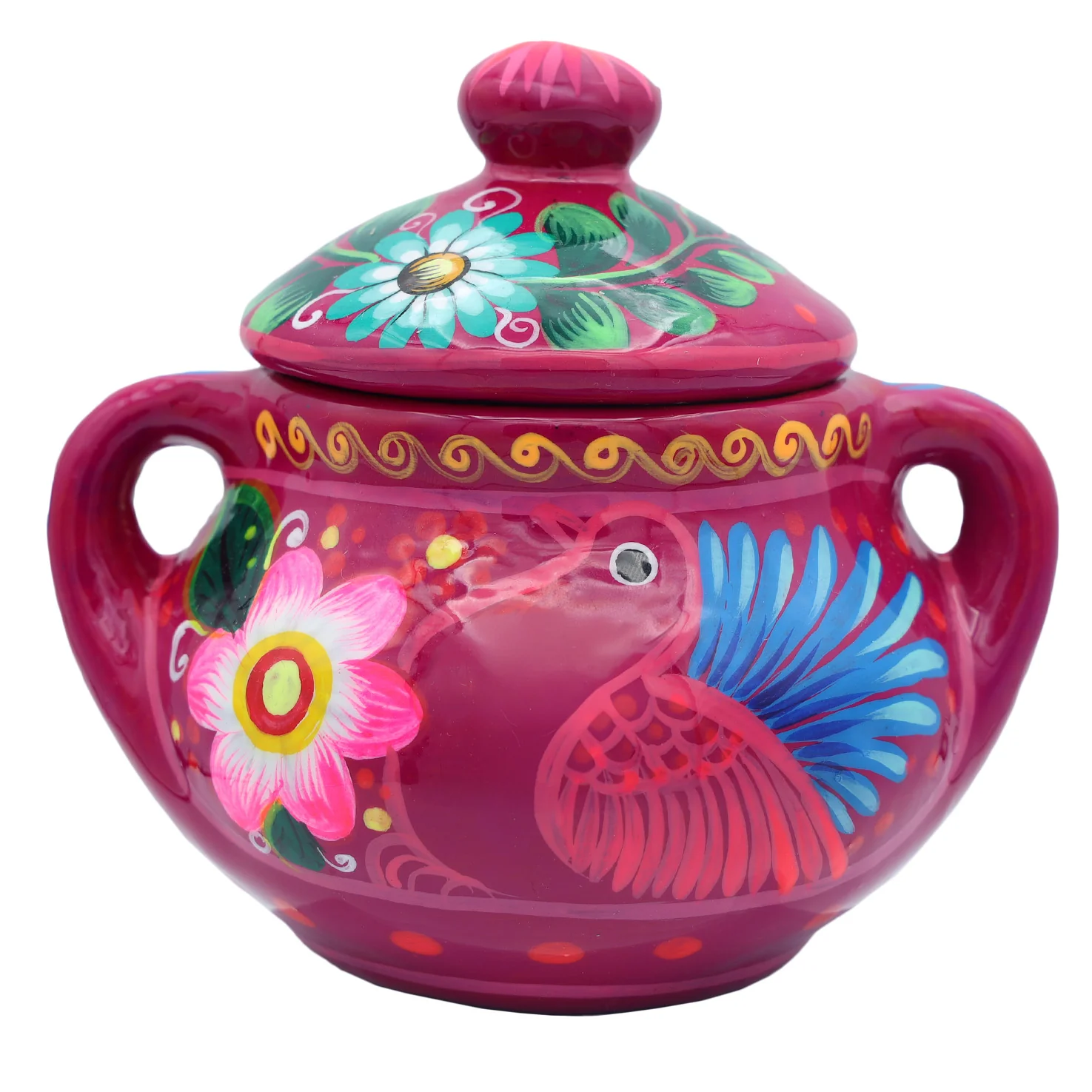 Hand-Painted Xalitla Clay Sugar Bowl - Image 12