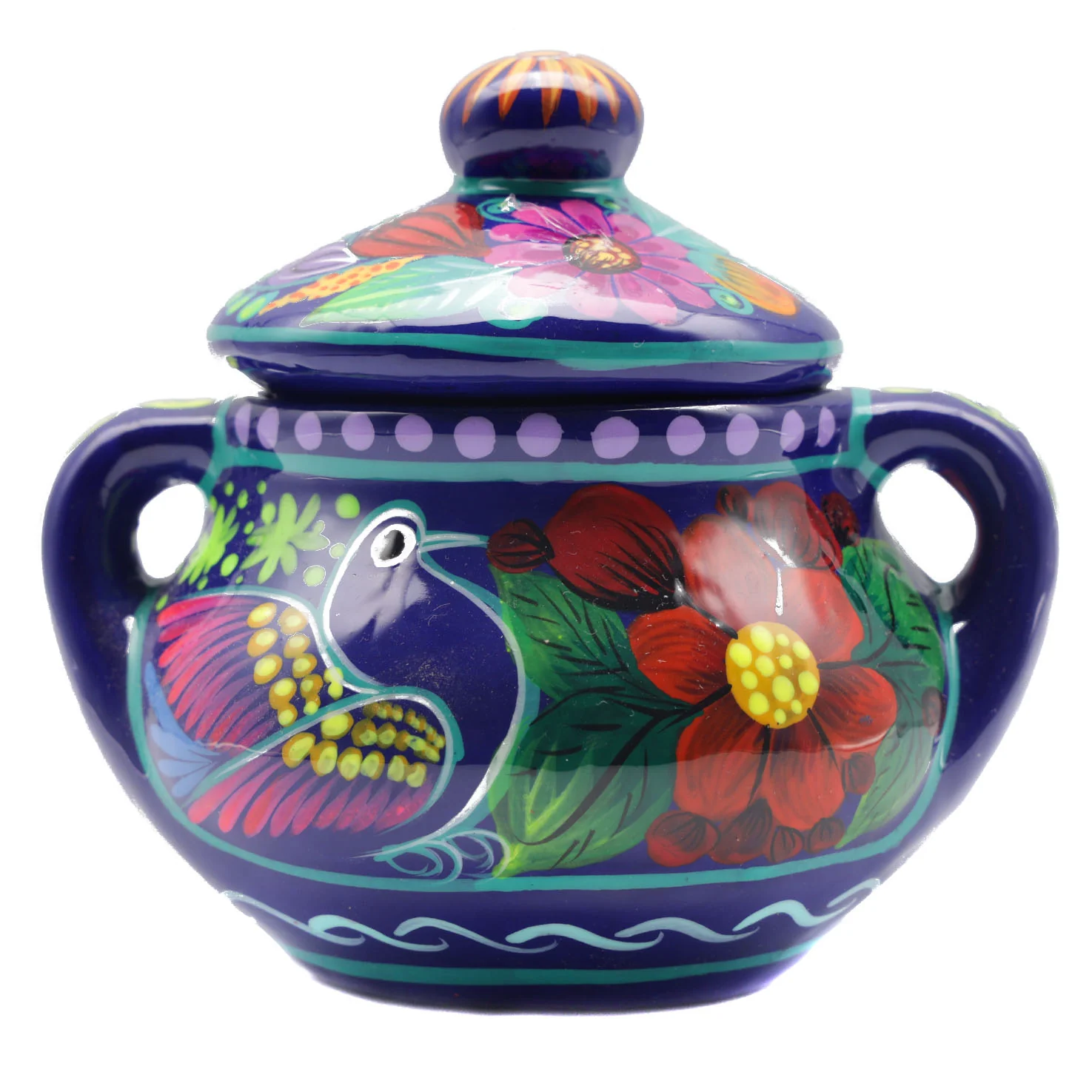 Hand-Painted Xalitla Clay Sugar Bowl - Image 9