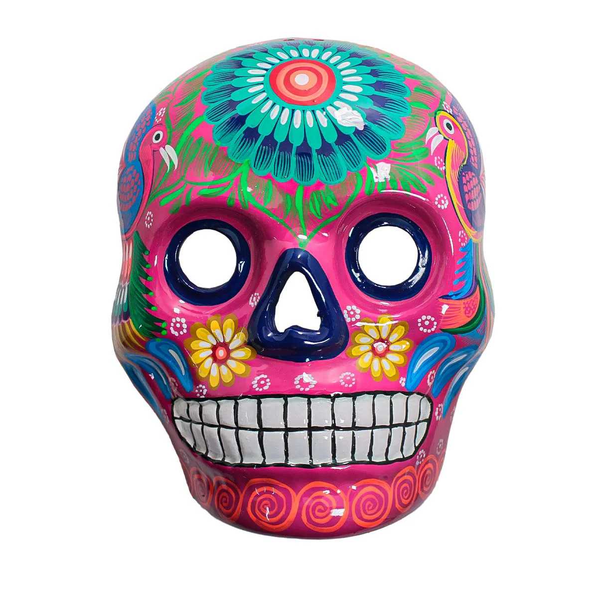 Hand-Painted Xalitla Clay Sugar Skull Wall Art Mask - Image 10