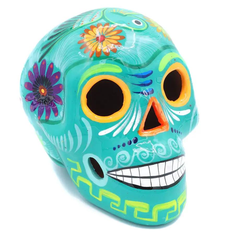 Large Hand Painted Xalitla Clay Sugar Skulls - Image 10