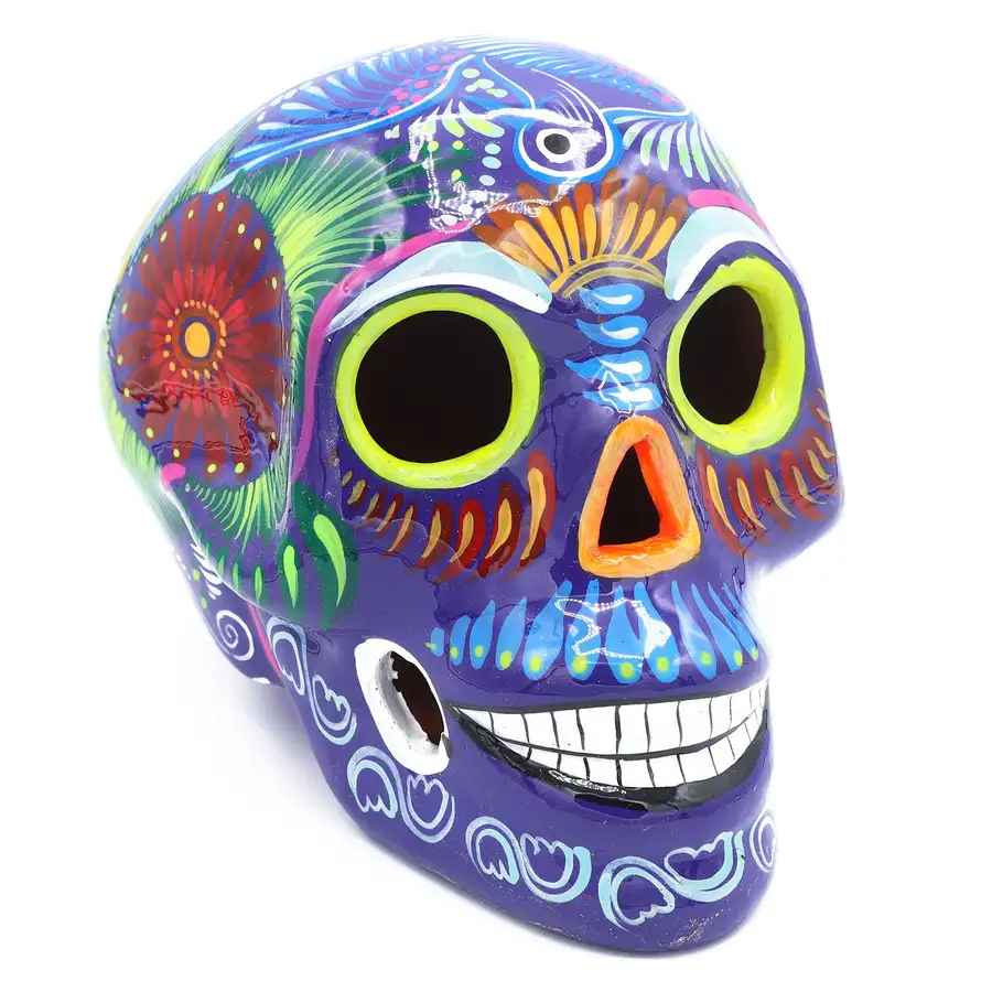 Large Hand Painted Xalitla Clay Sugar Skulls - Image 14