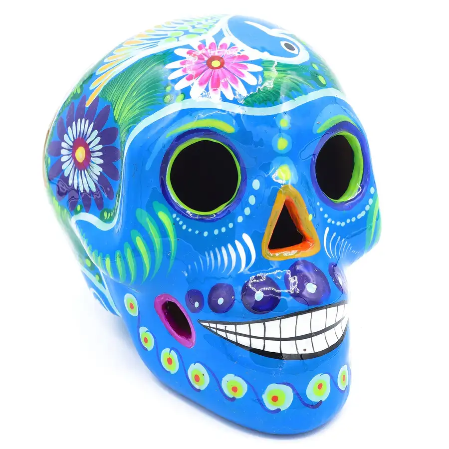 Large Hand Painted Xalitla Clay Sugar Skulls - Image 15