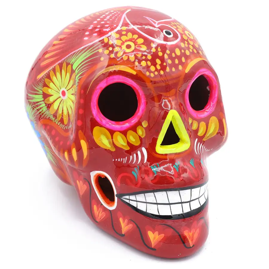 Large Hand Painted Xalitla Clay Sugar Skulls - Image 9