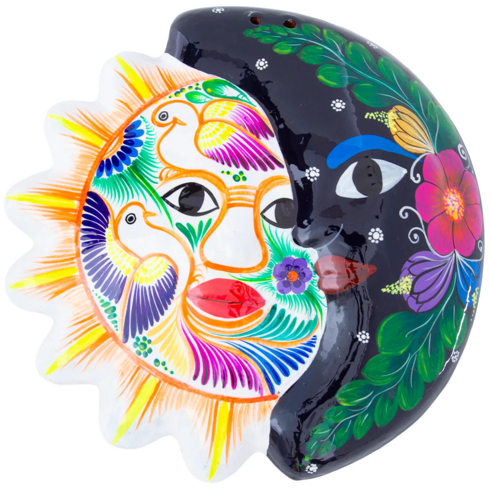 Hand-Painted Xalitla Sun and Moon Clay Wall Decor - Image 15