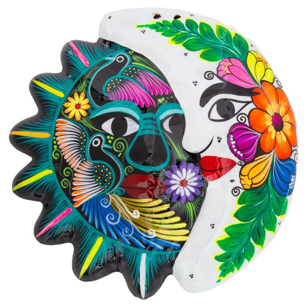 Hand-Painted Xalitla Sun and Moon Clay Wall Decor - Image 17