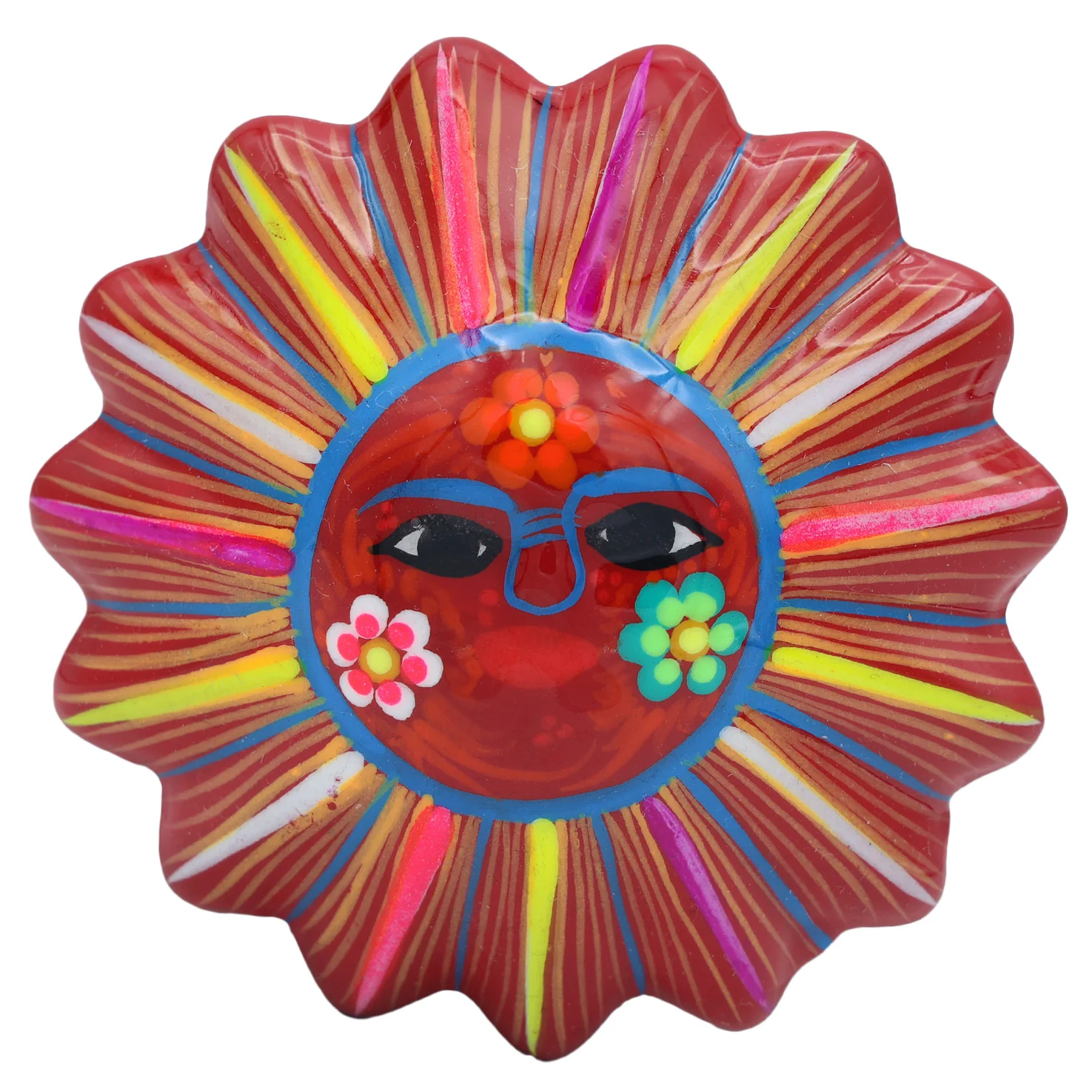 Hand-Painted Xalitla Sun Clay Trinket/Jewelry Box - Image 10