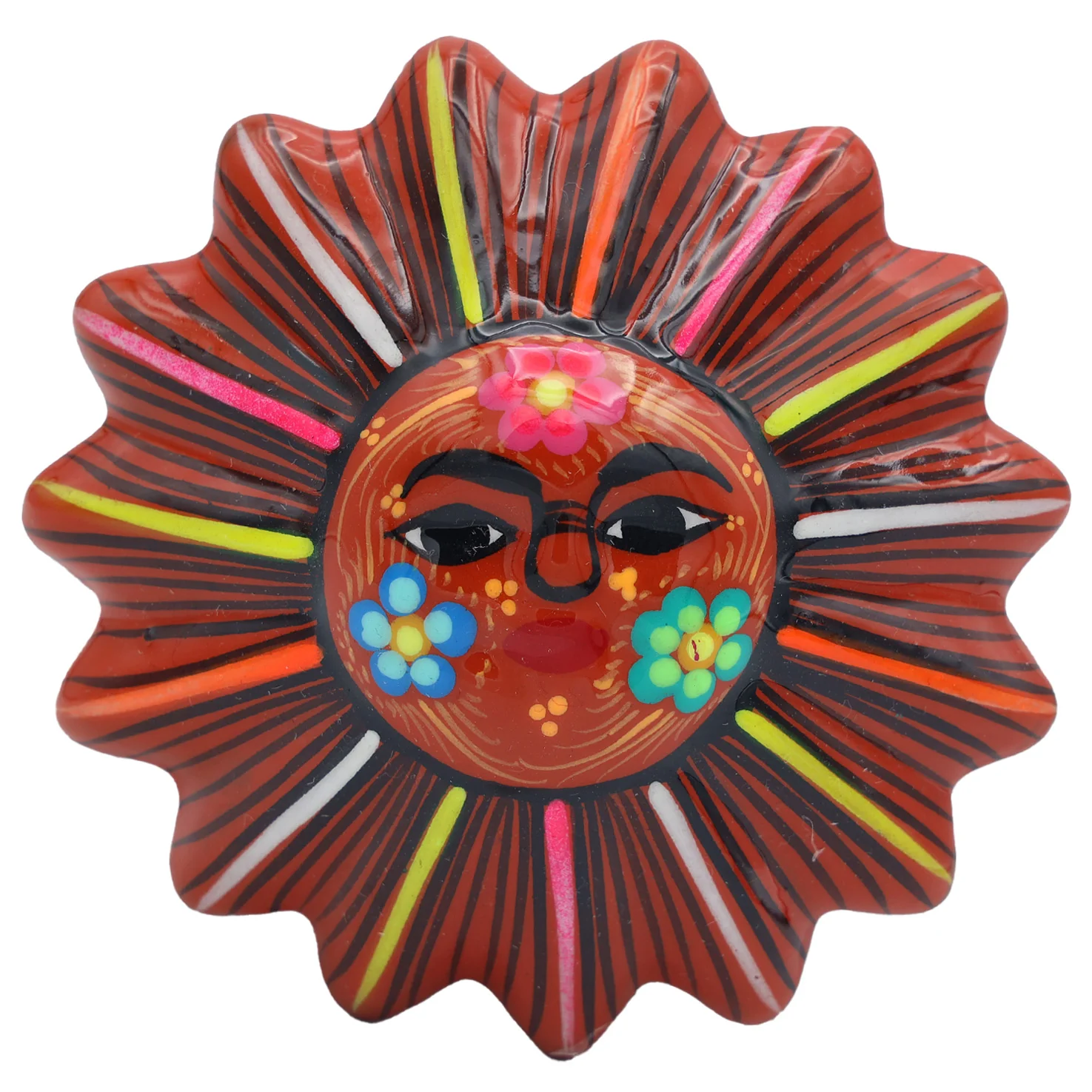 Hand-Painted Xalitla Sun Clay Trinket/Jewelry Box - Image 11