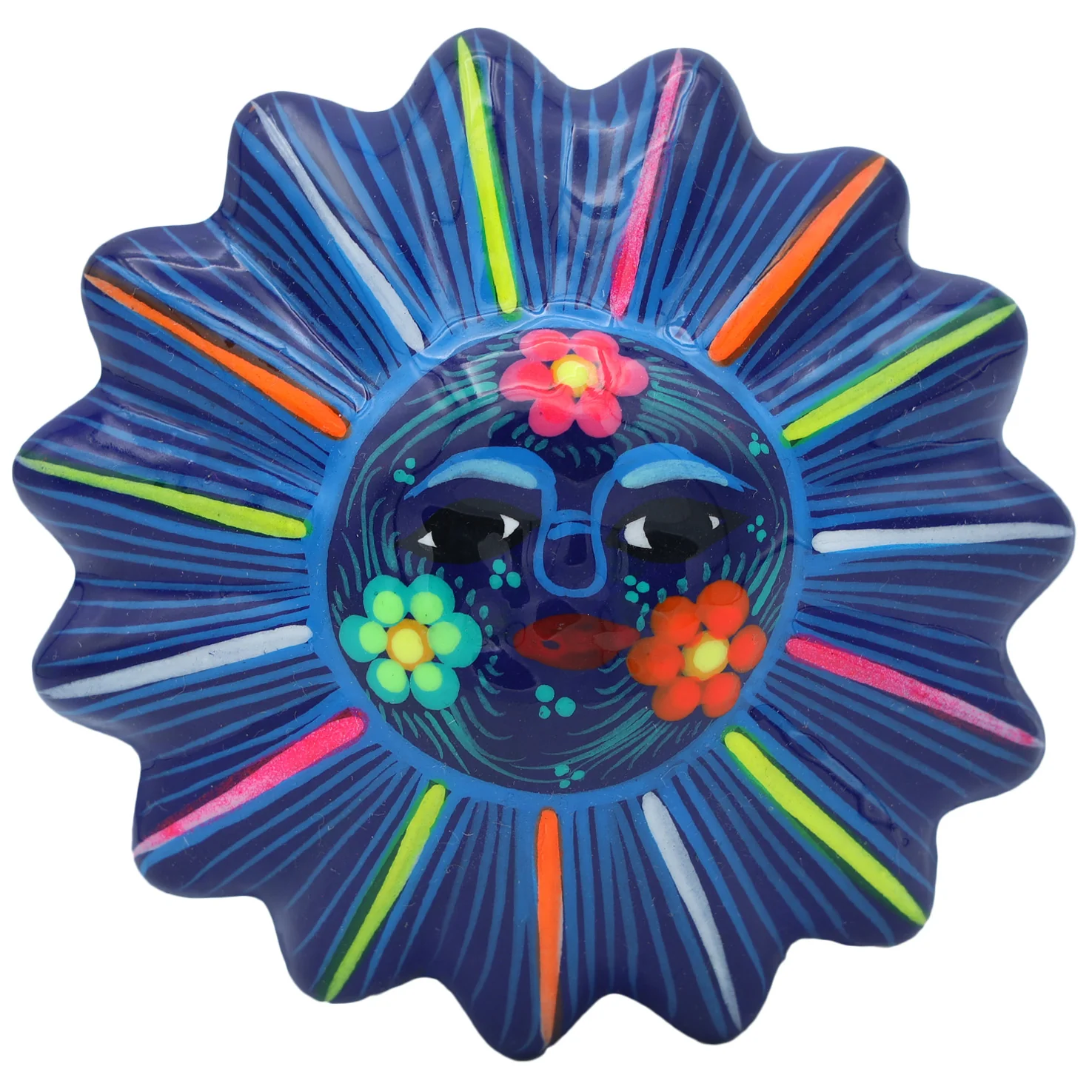 Hand-Painted Xalitla Sun Clay Trinket/Jewelry Box - Image 9