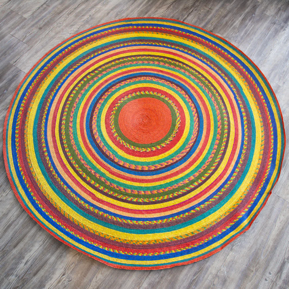 Handwoven Palm Round Area Rug (59" diameter) - Image 10