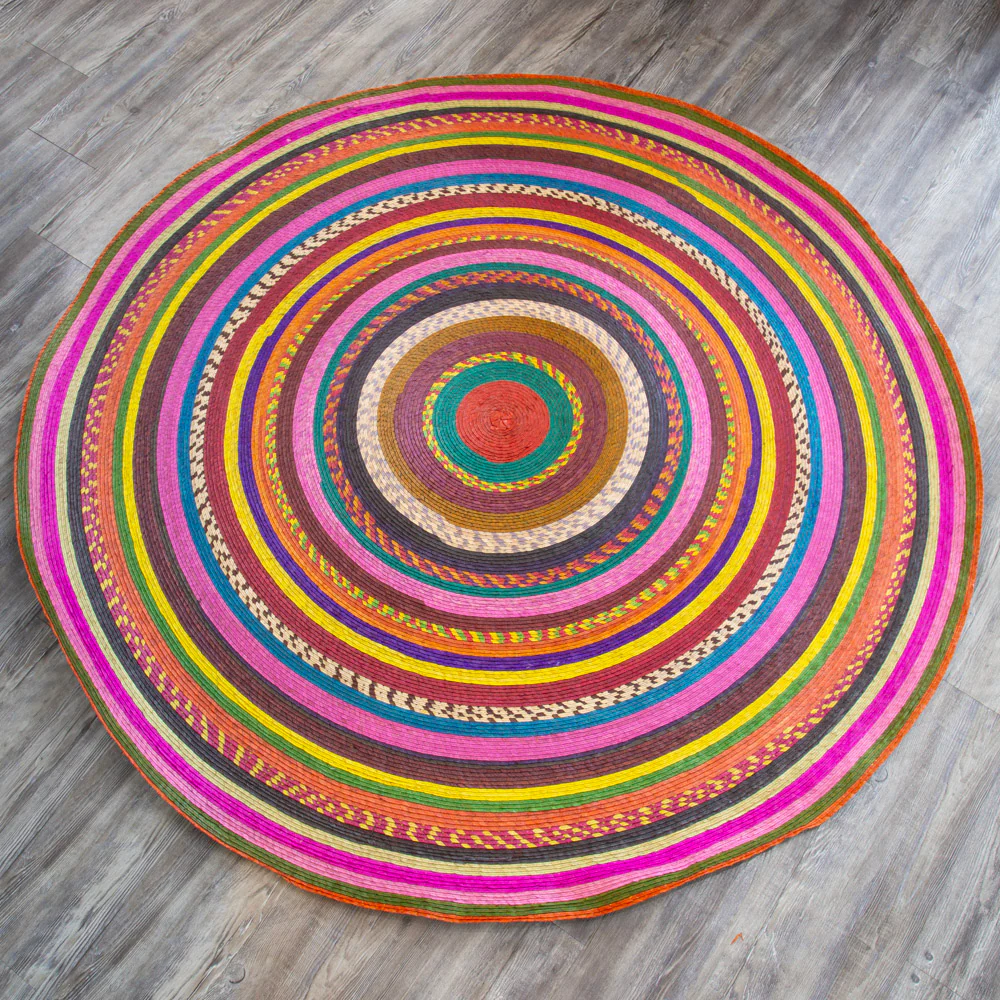 Handwoven Palm Round Area Rug (59" diameter) - Image 9