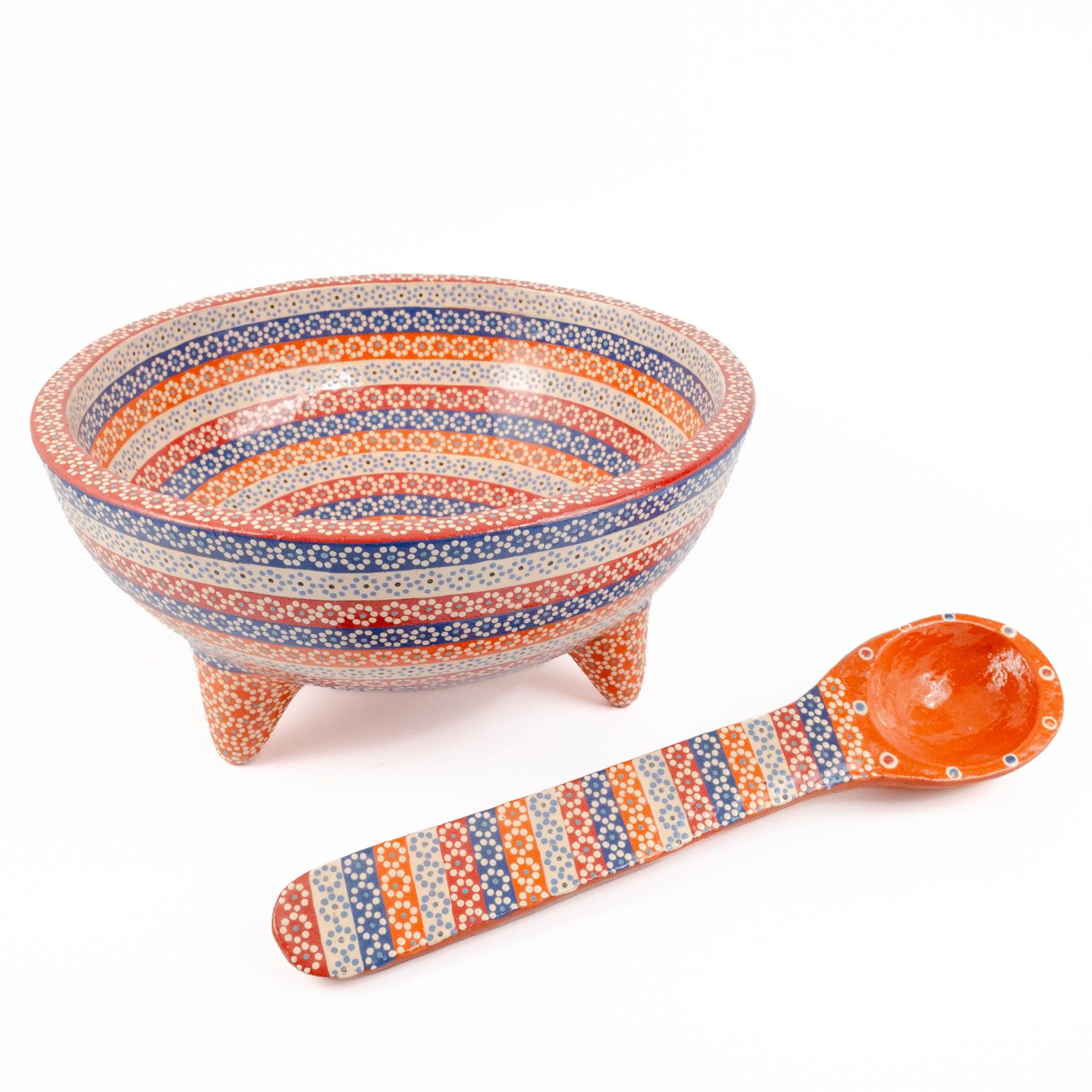 Large Capula Clay Molcajete Bowl and Matching Spoon - Image 3