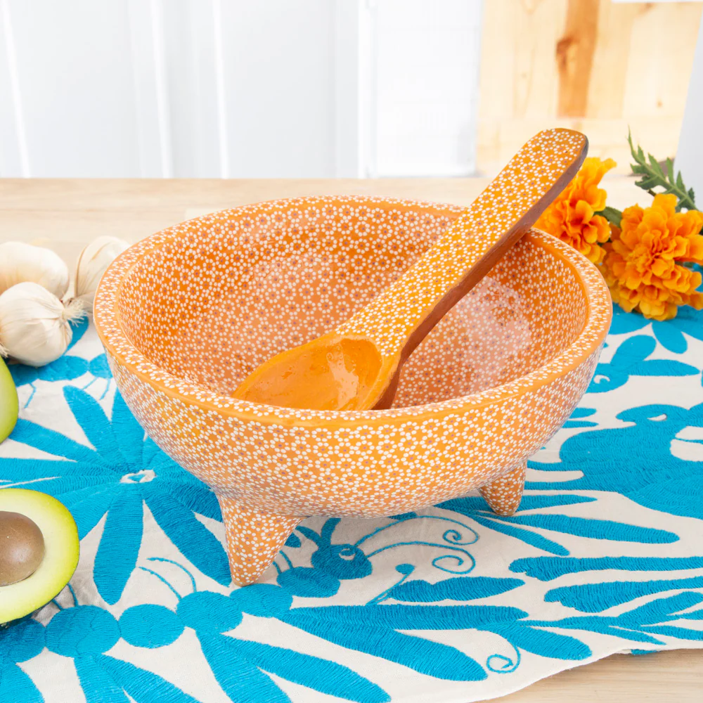 Large Capula Clay Molcajete Bowl and Matching Spoon - Image 5