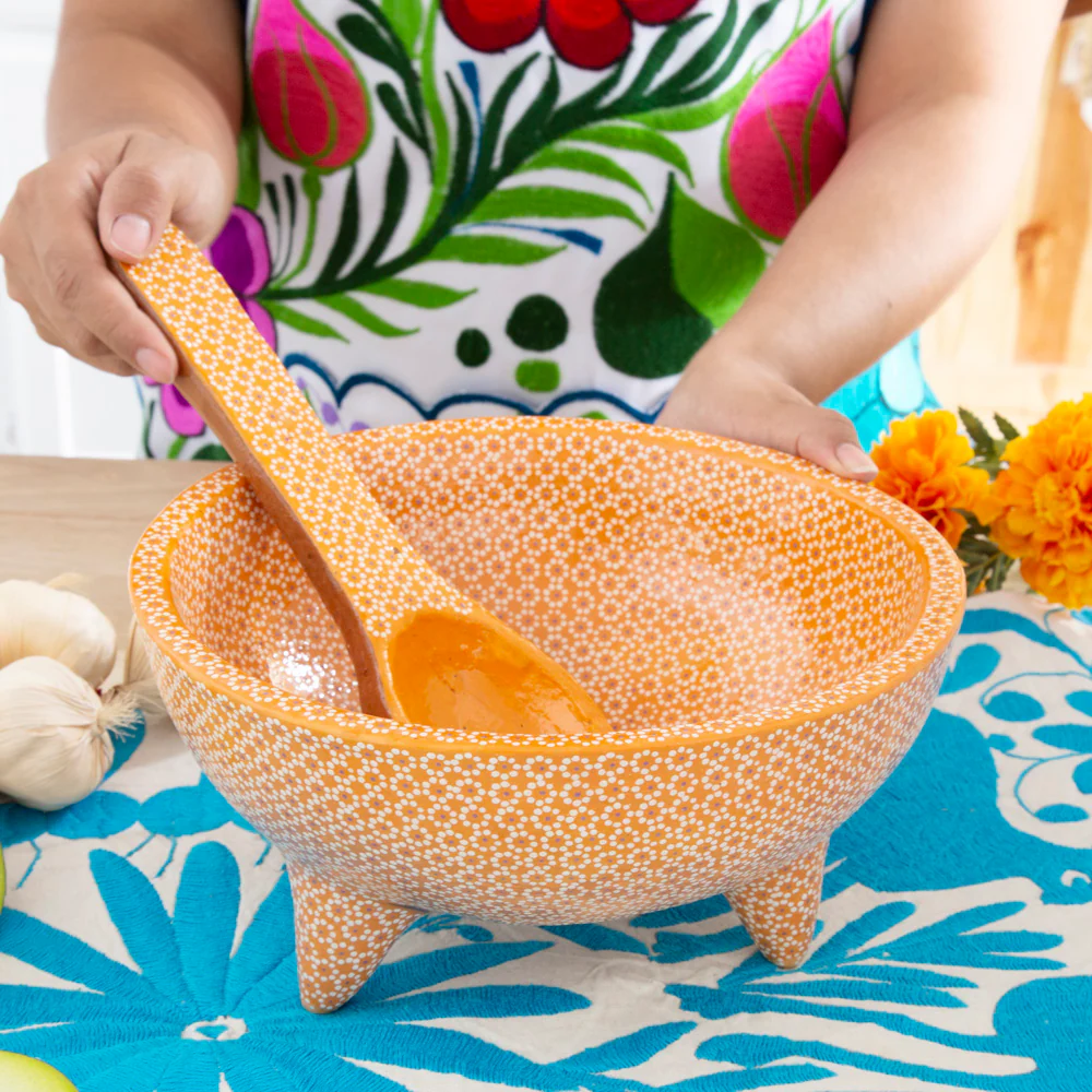 Large Capula Clay Molcajete Bowl and Matching Spoon - Image 6