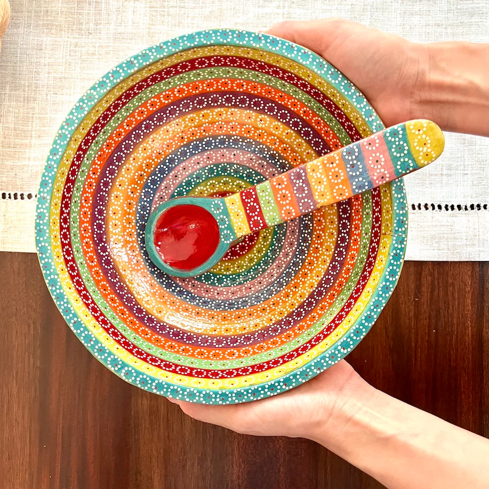 Large Capula Clay Molcajete Bowl and Matching Spoon - Image 8