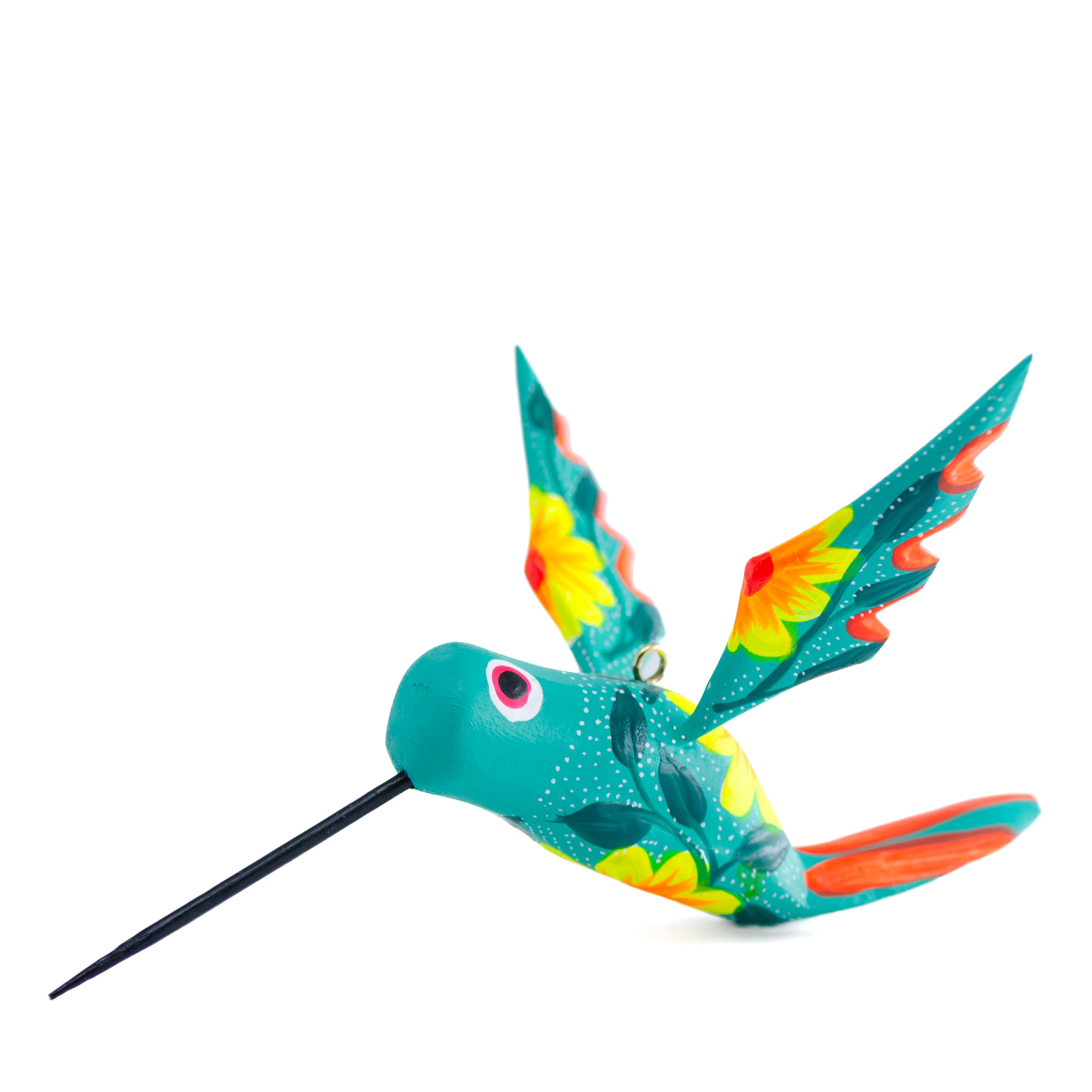 Large Hand Painted Hummingbird Wooden Figurine - Image 10