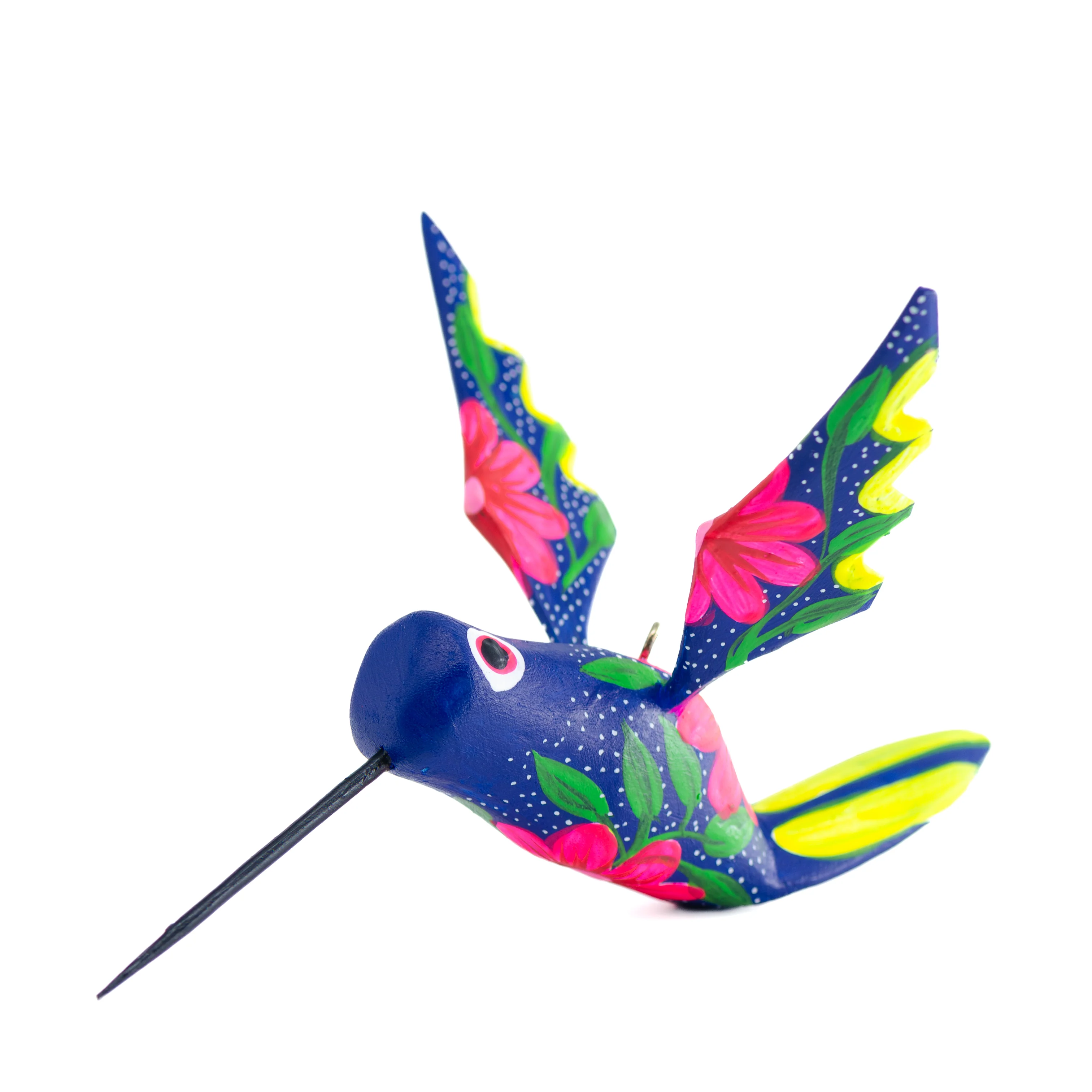 Large Hand Painted Hummingbird Wooden Figurine - Image 11