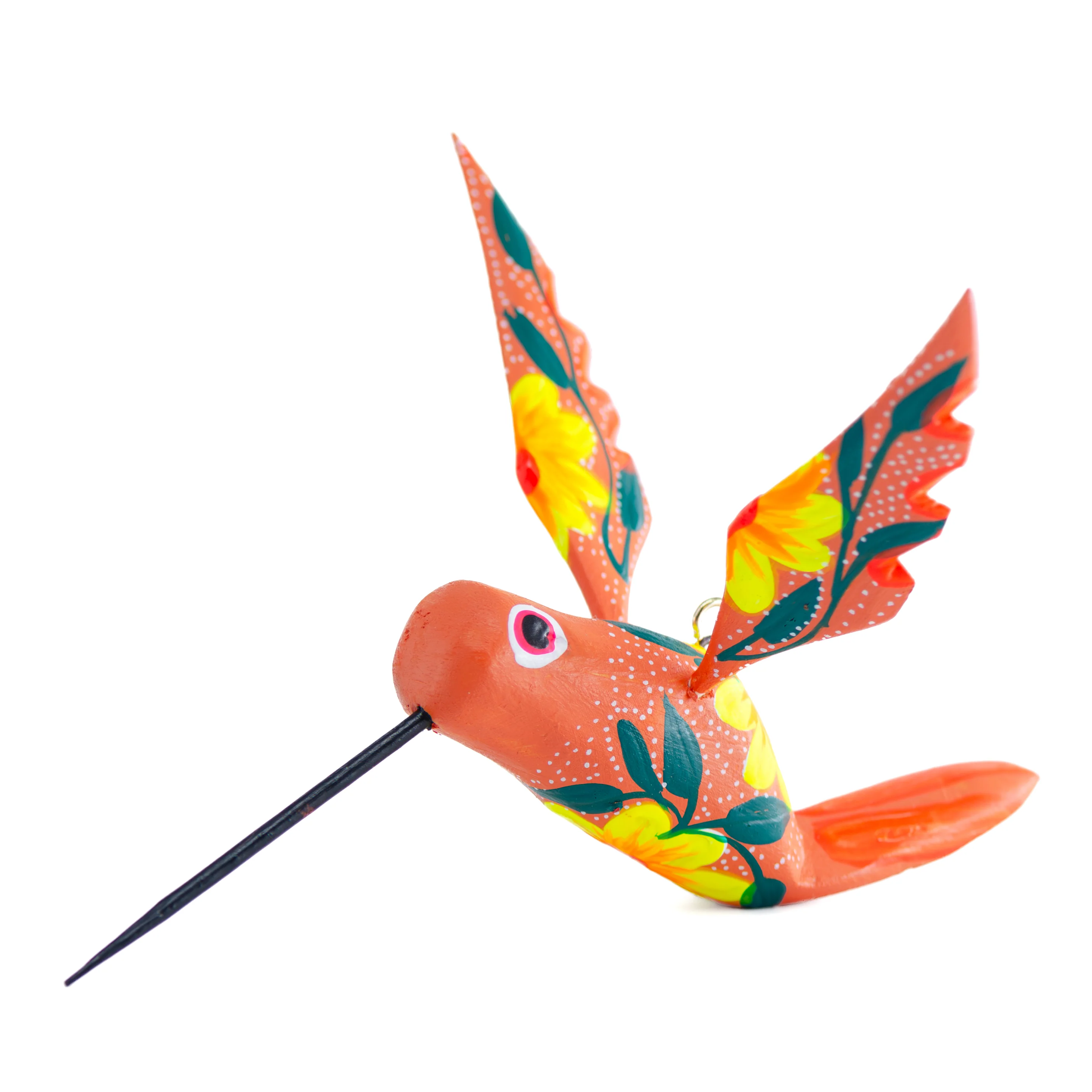 Large Hand Painted Hummingbird Wooden Figurine - Image 13