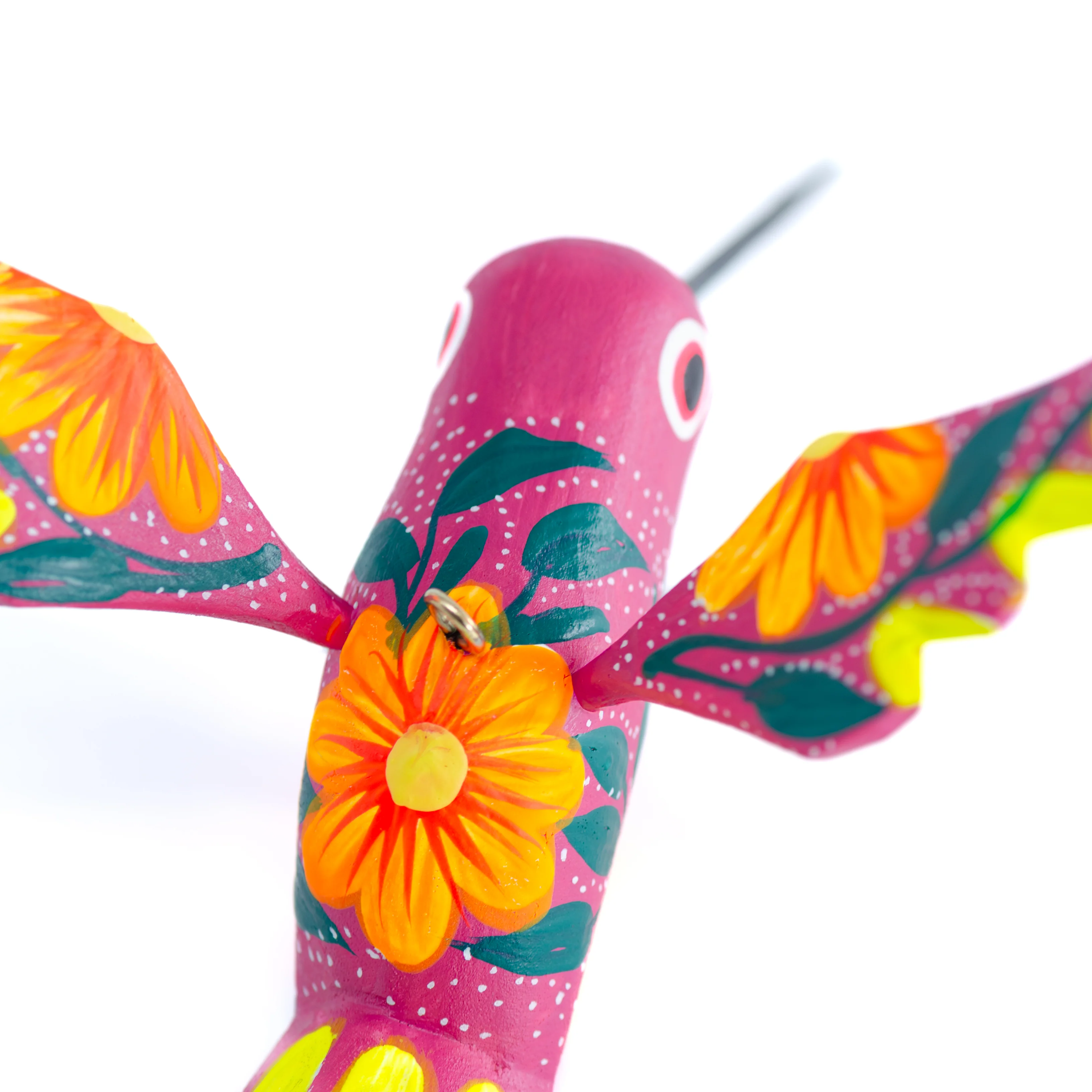 Large Hand Painted Hummingbird Wooden Figurine - Image 4