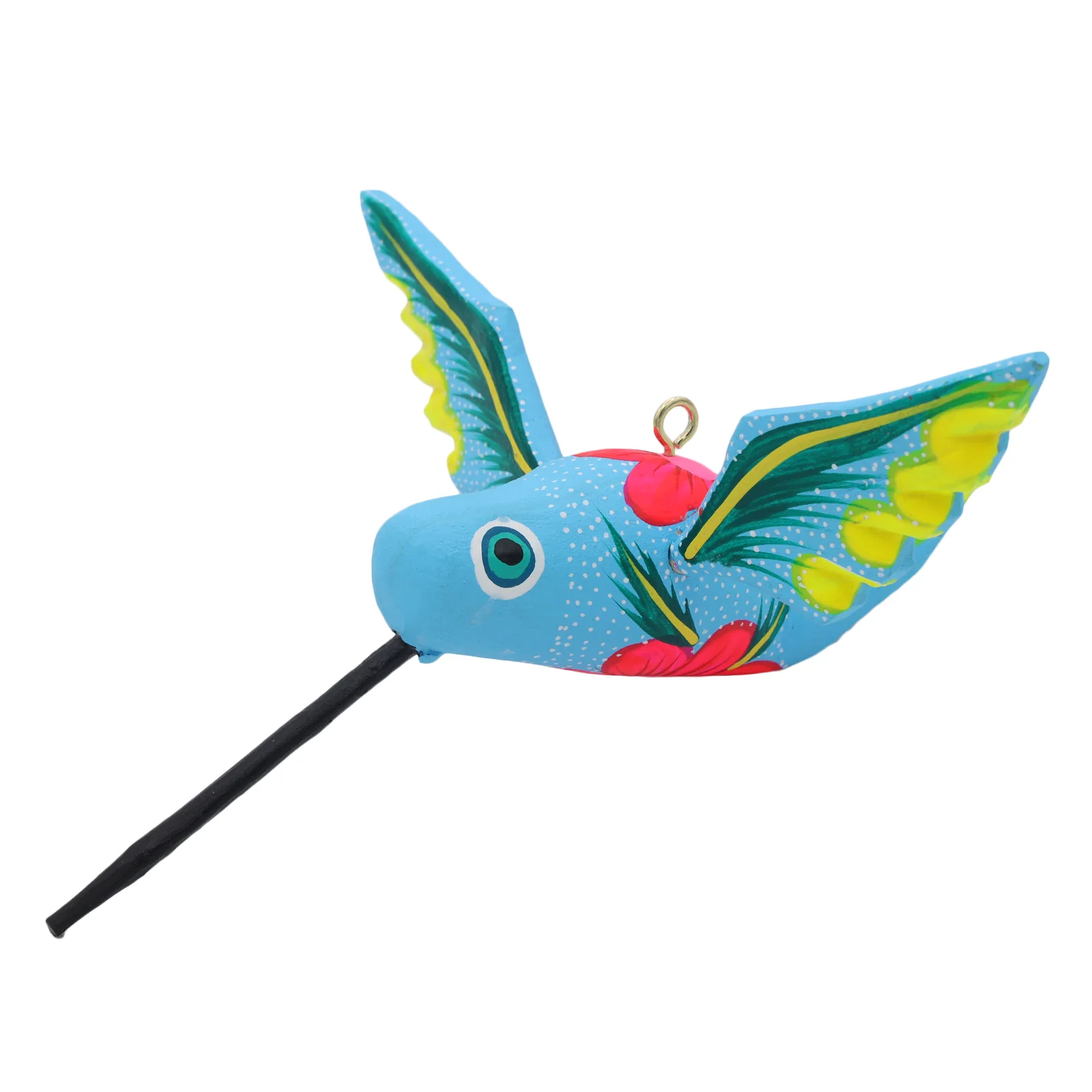 Large Hand Painted Hummingbird Wooden Figurine - Image 7