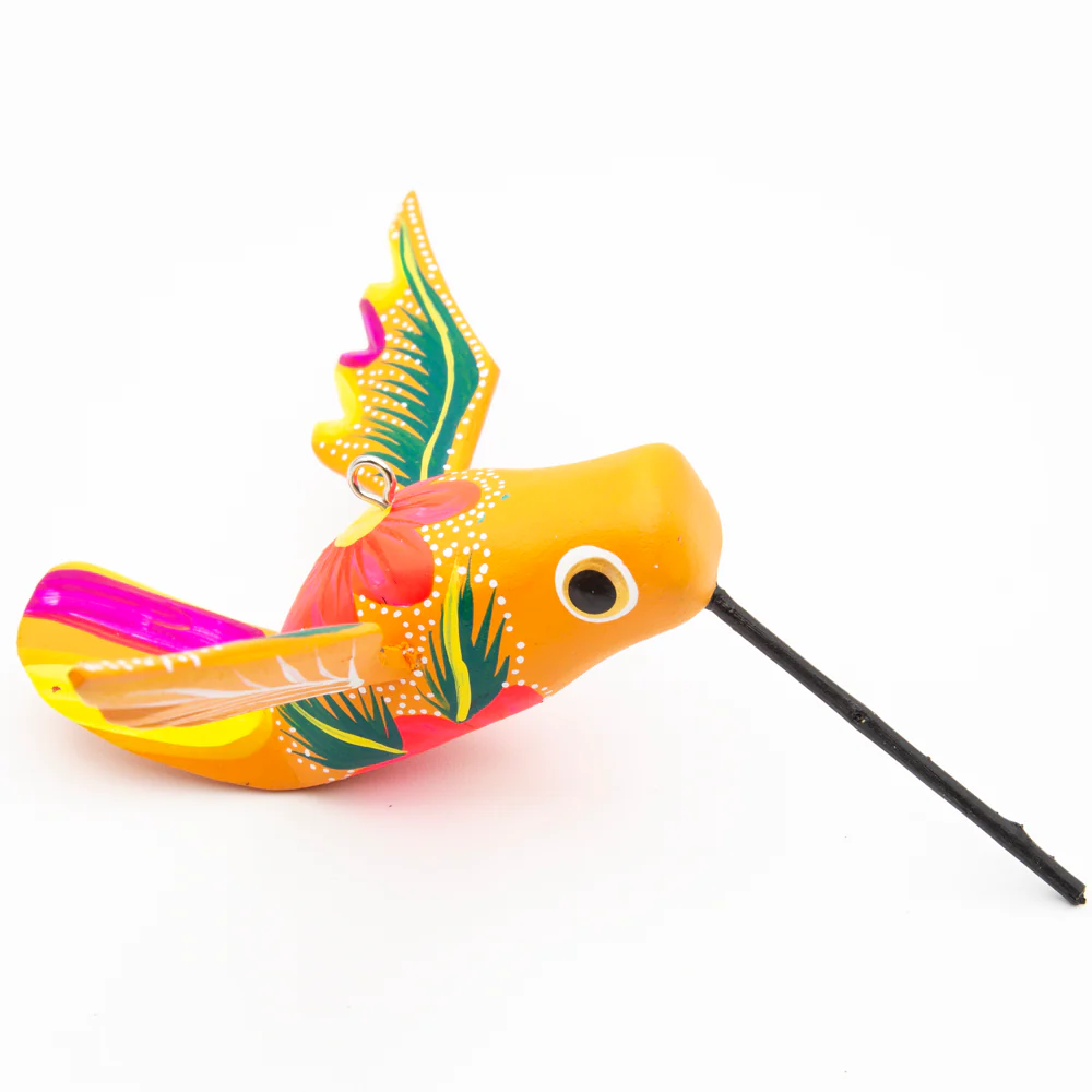 Large Hand Painted Hummingbird Wooden Figurine - Image 8