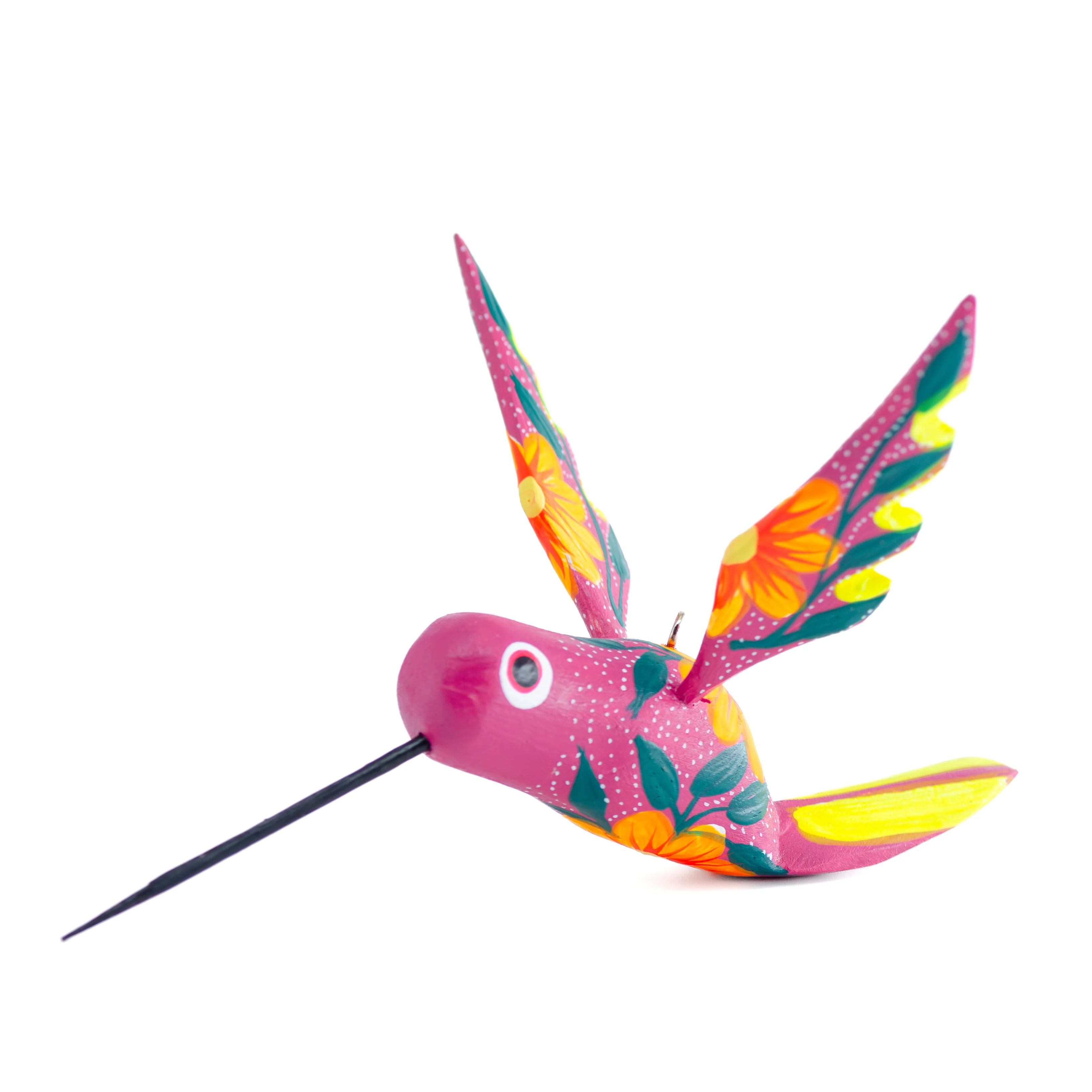 Large Hand Painted Hummingbird Wooden Figurine - Image 9