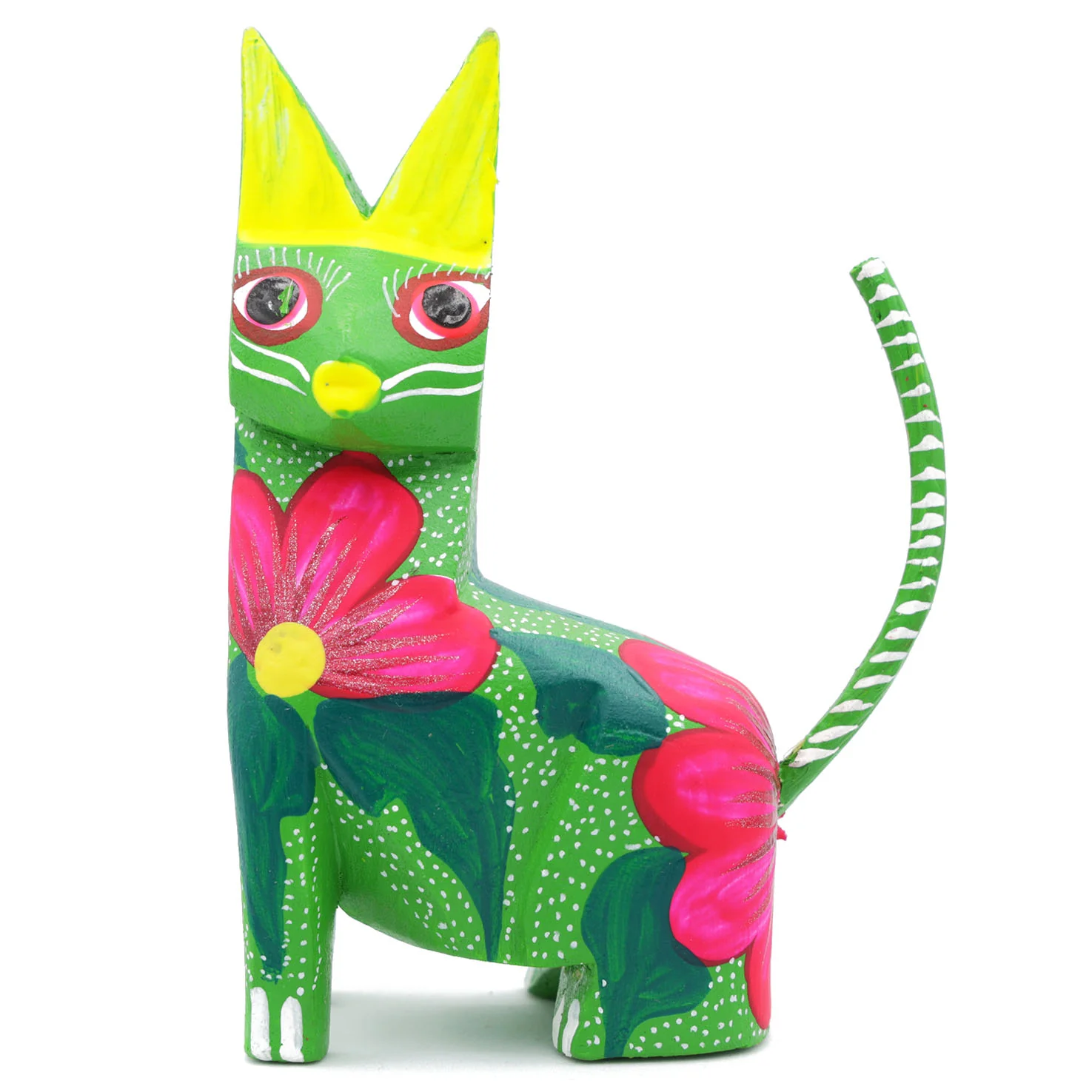 Large Hand Painted Sitting Cat Wooden Figurine - Image 10