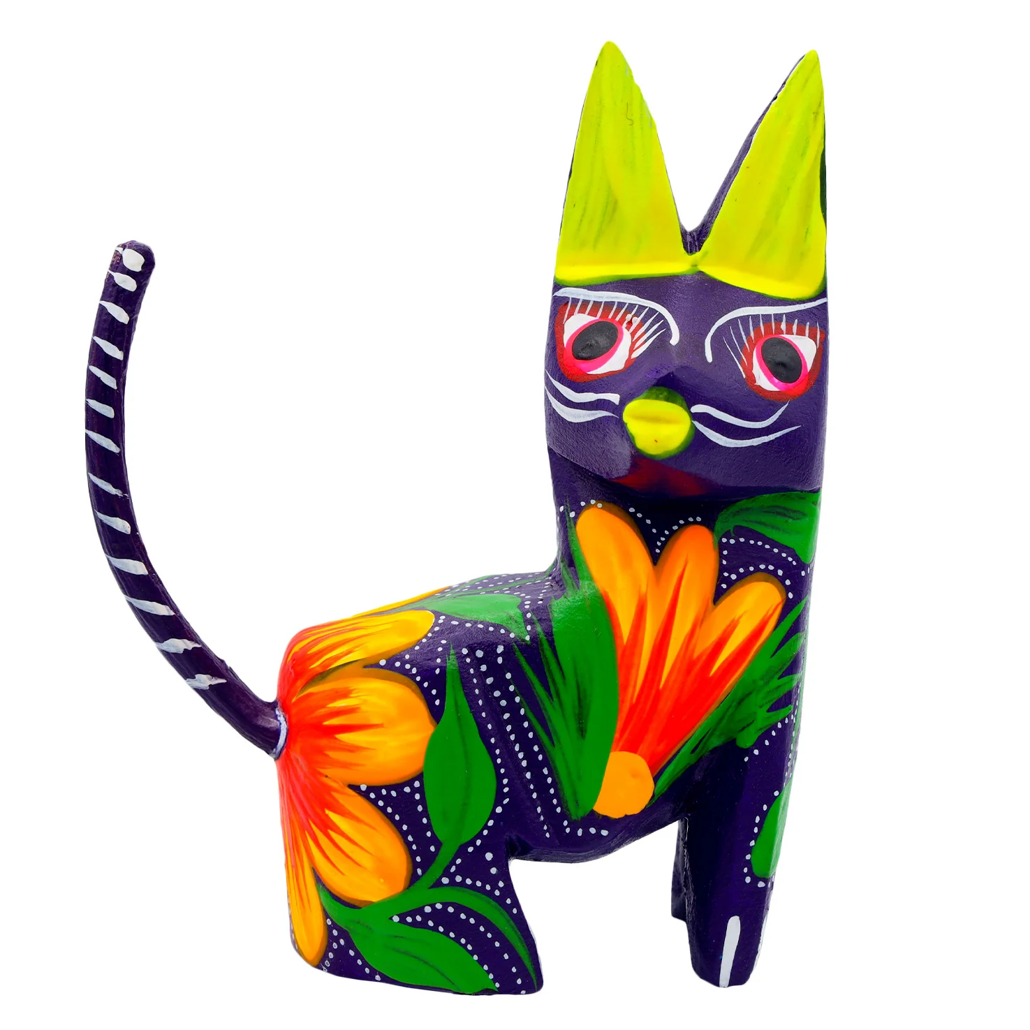 Large Hand Painted Sitting Cat Wooden Figurine - Image 12