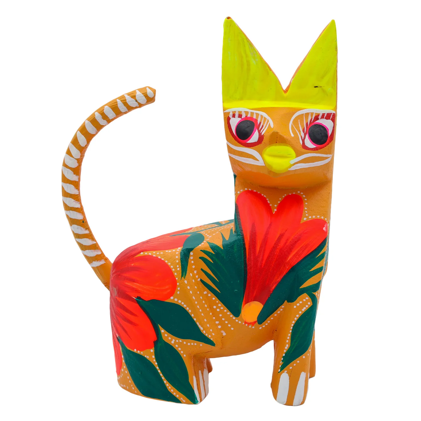 Large Hand Painted Sitting Cat Wooden Figurine - Image 13