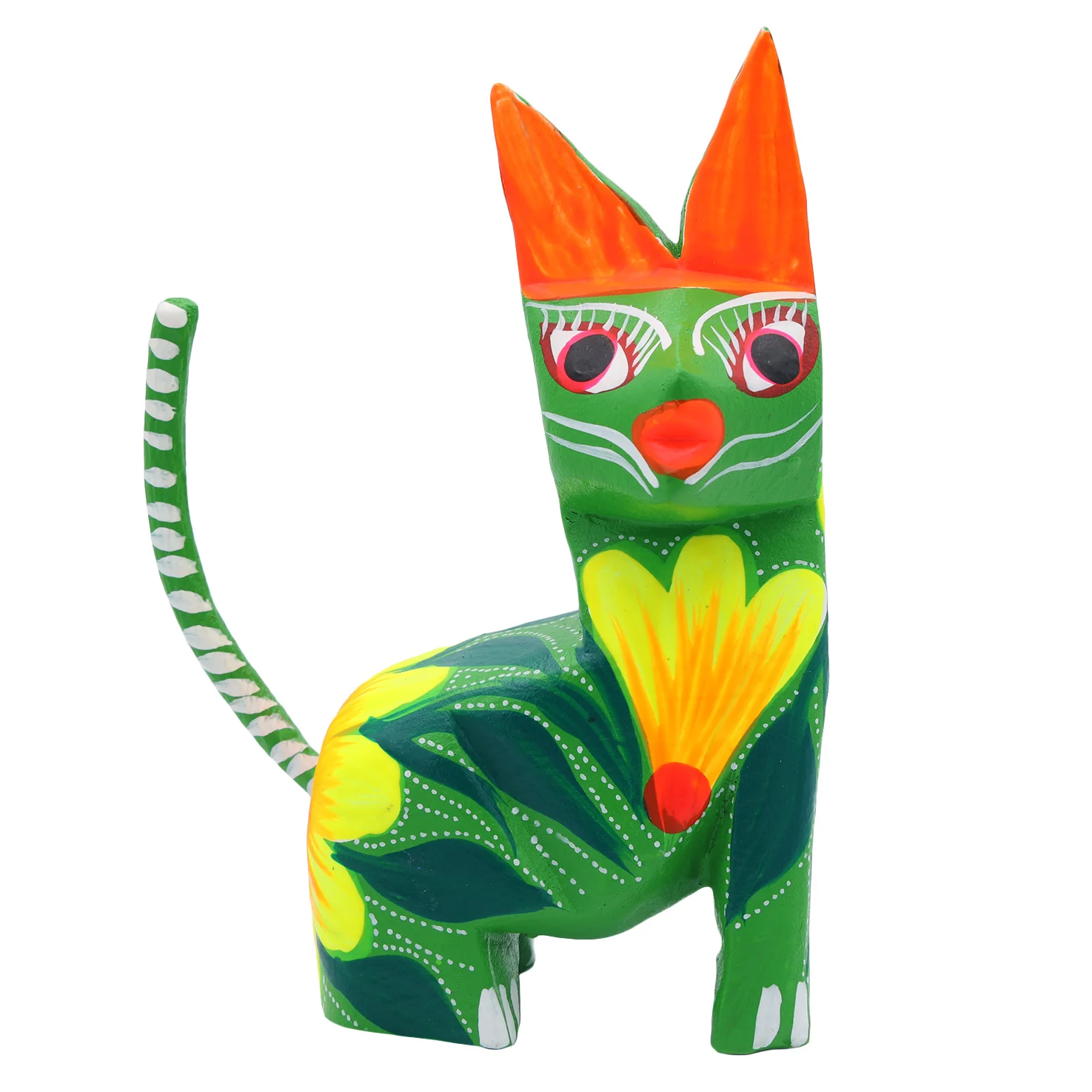 Large Hand Painted Sitting Cat Wooden Figurine - Image 14