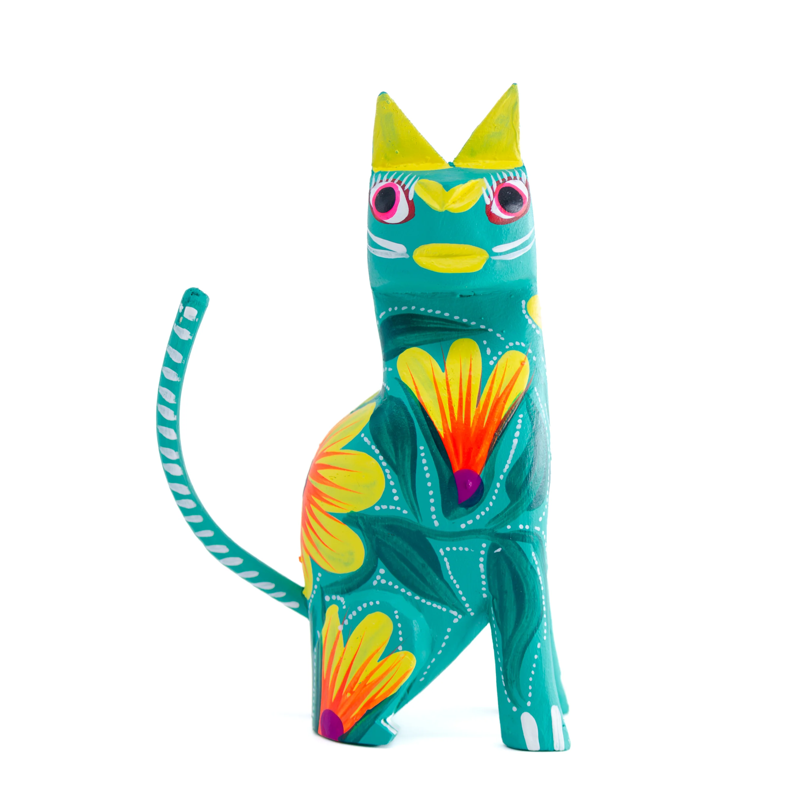 Large Hand Painted Sitting Cat Wooden Figurine - Image 18