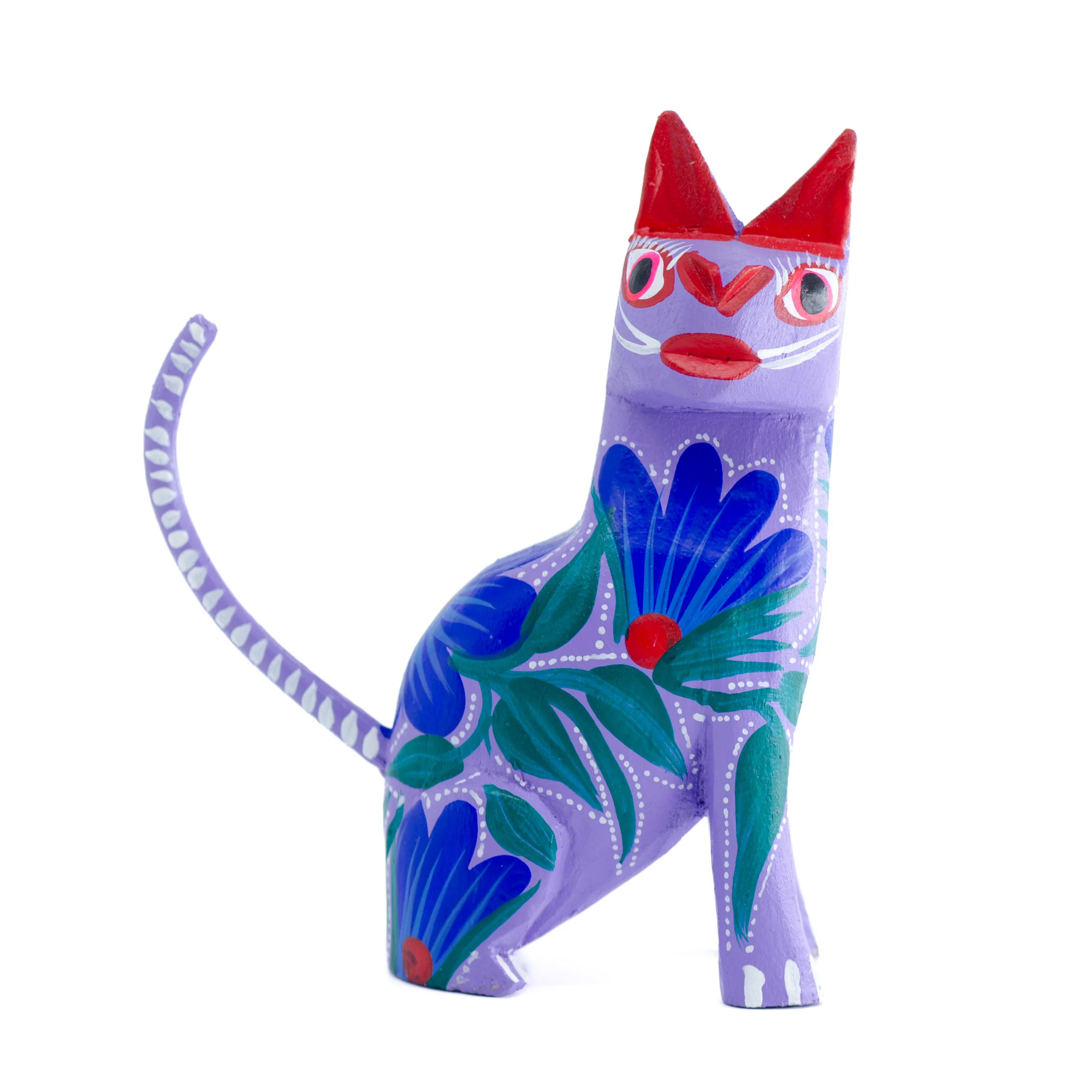 Large Hand Painted Sitting Cat Wooden Figurine - Image 19