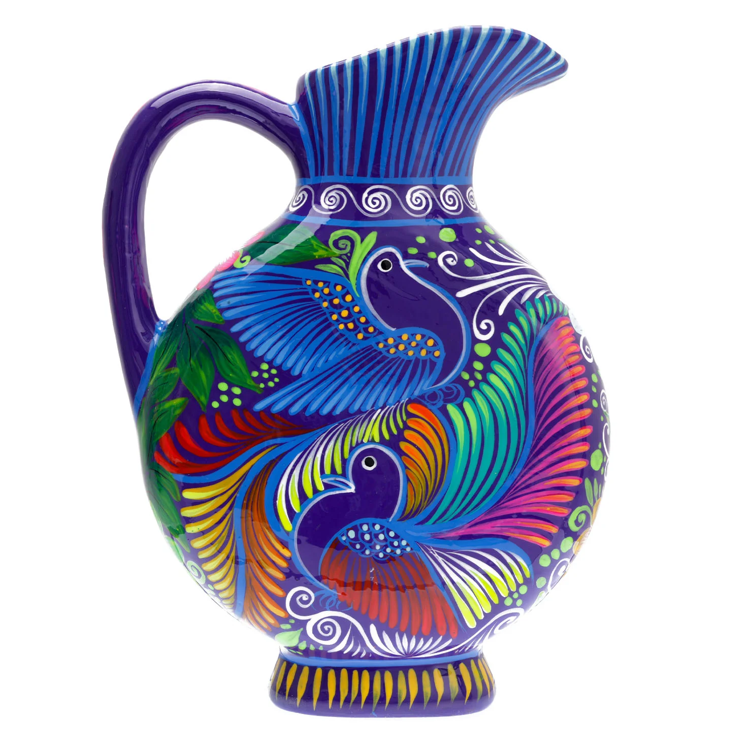 Large Hand-Painted Xalitla Clay Pitcher - Image 10