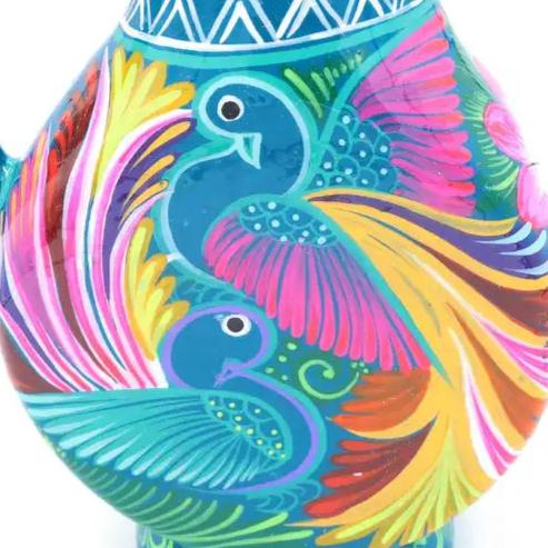 Large Hand-Painted Xalitla Clay Pitcher - Image 11