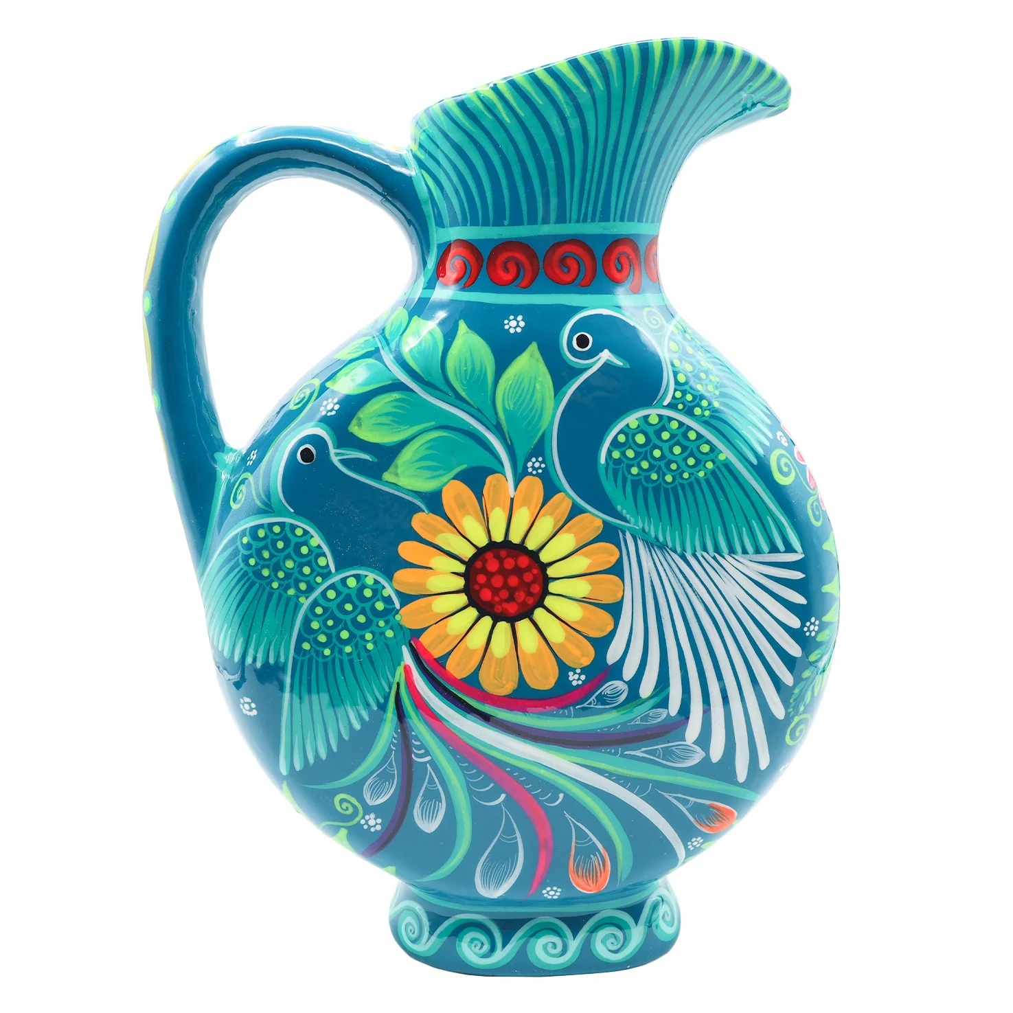 Large Hand-Painted Xalitla Clay Pitcher - Image 13