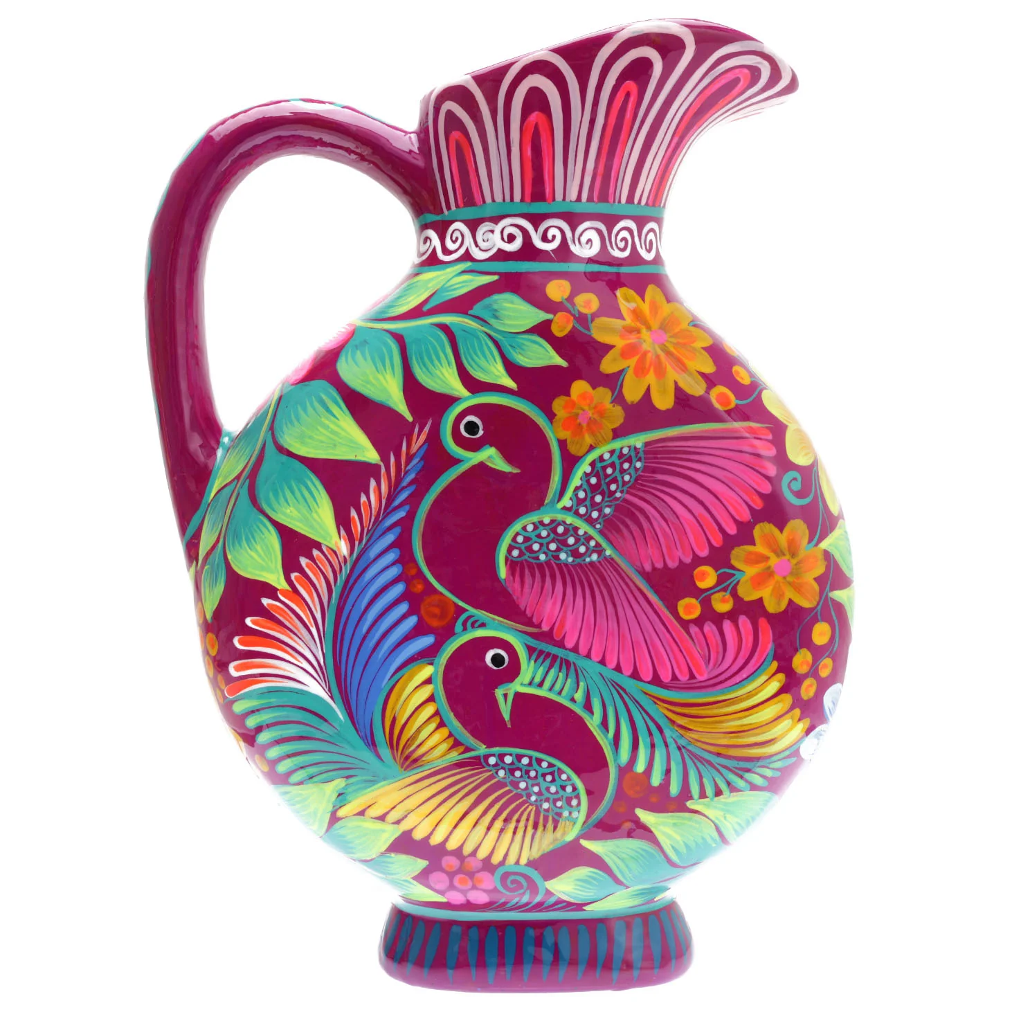 Large Hand-Painted Xalitla Clay Pitcher - Image 3