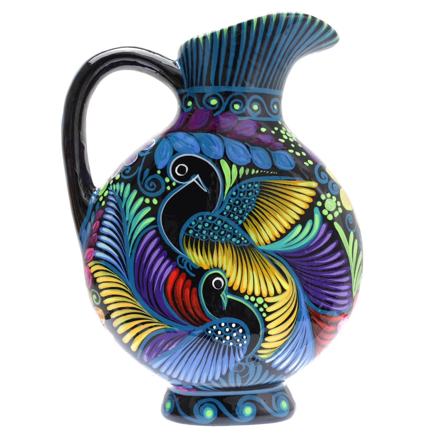 Large Hand-Painted Xalitla Clay Pitcher - Image 6
