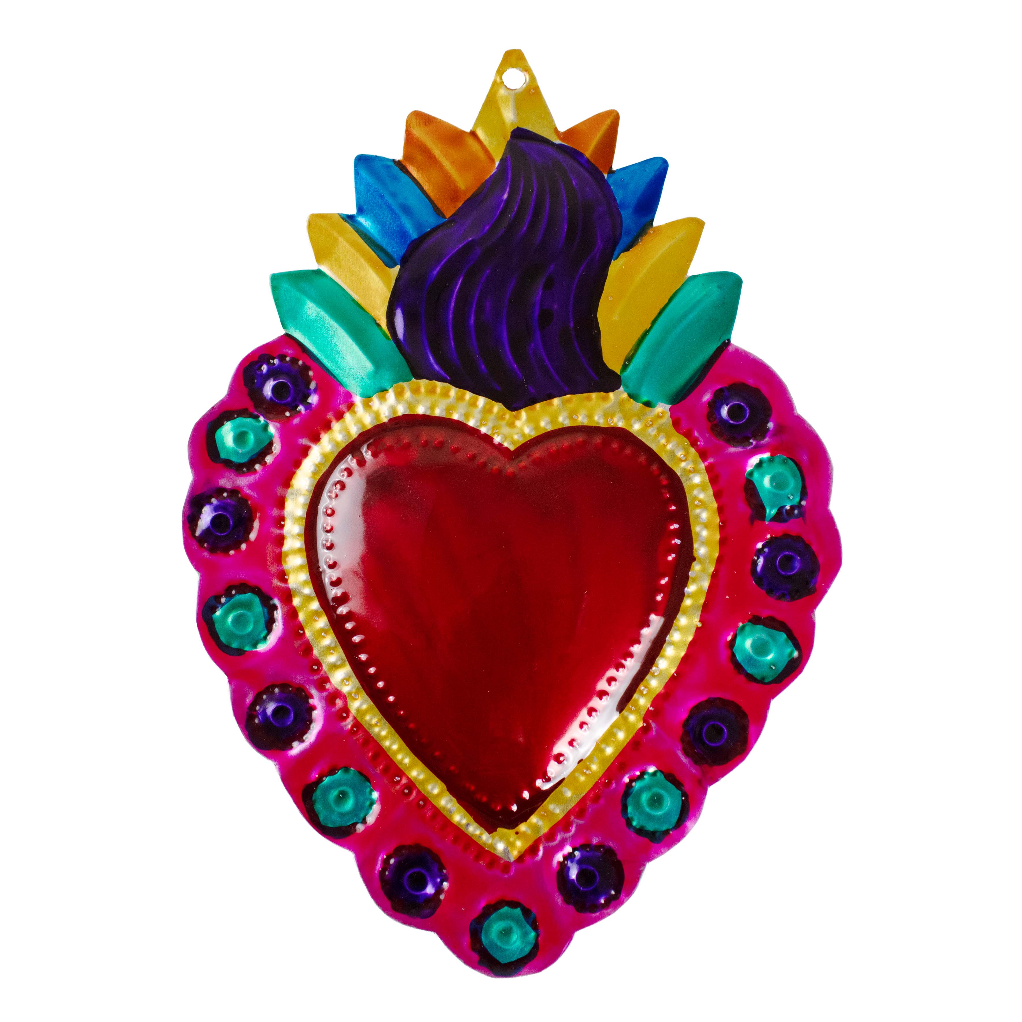 Large Mexican Crown Milagro Tin Hearts - Image 10