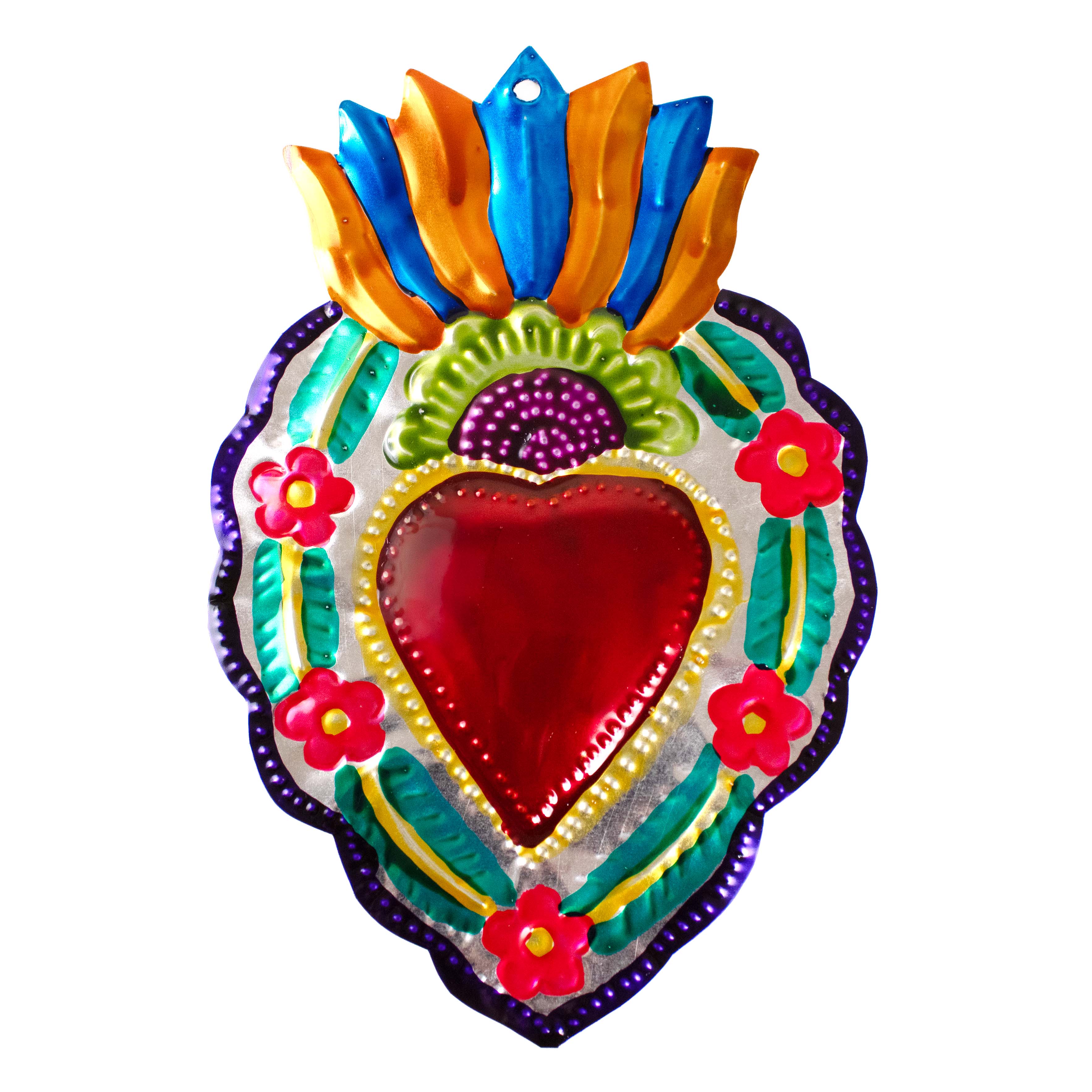 Large Mexican Crown Milagro Tin Hearts - Image 11