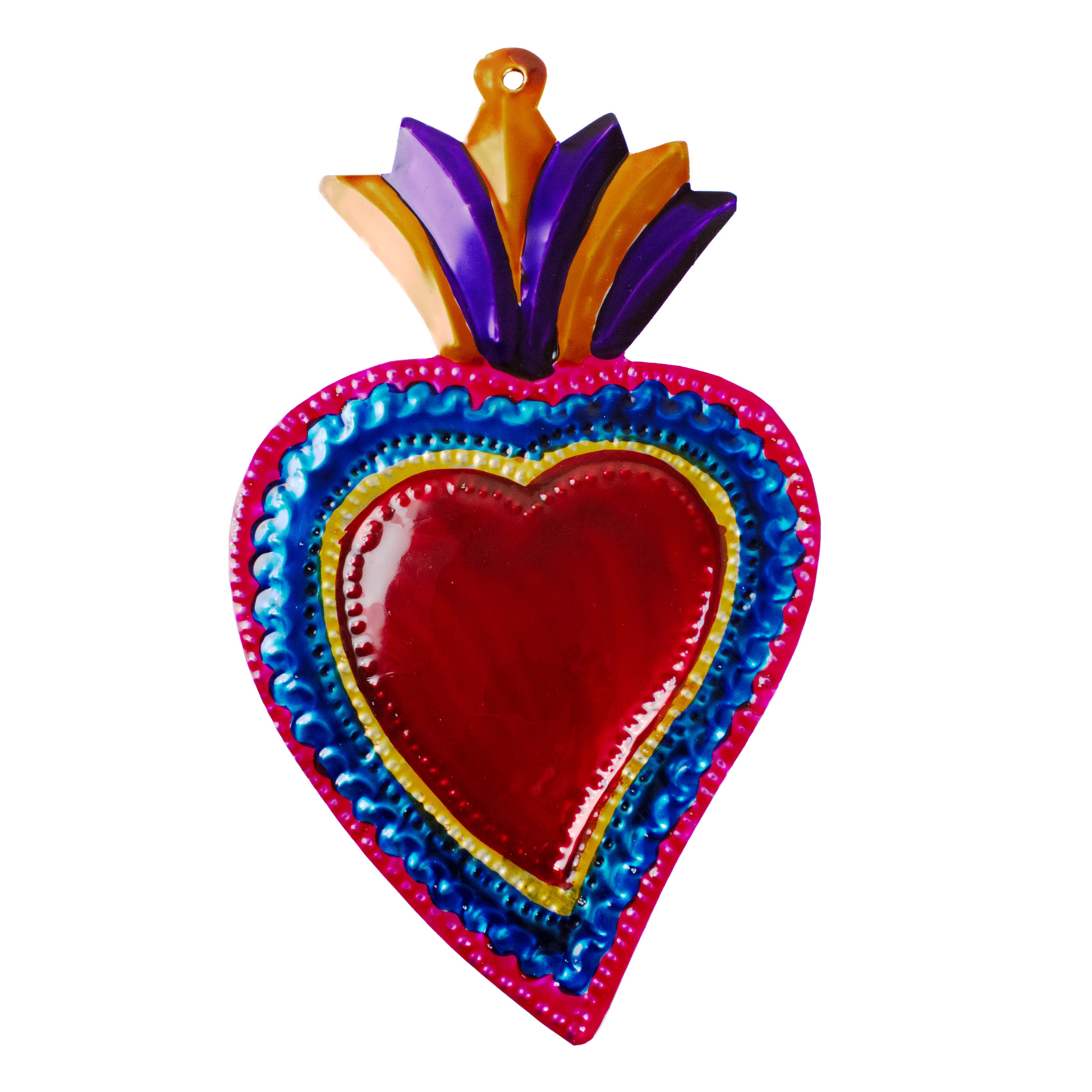 Large Mexican Crown Milagro Tin Hearts - Image 12