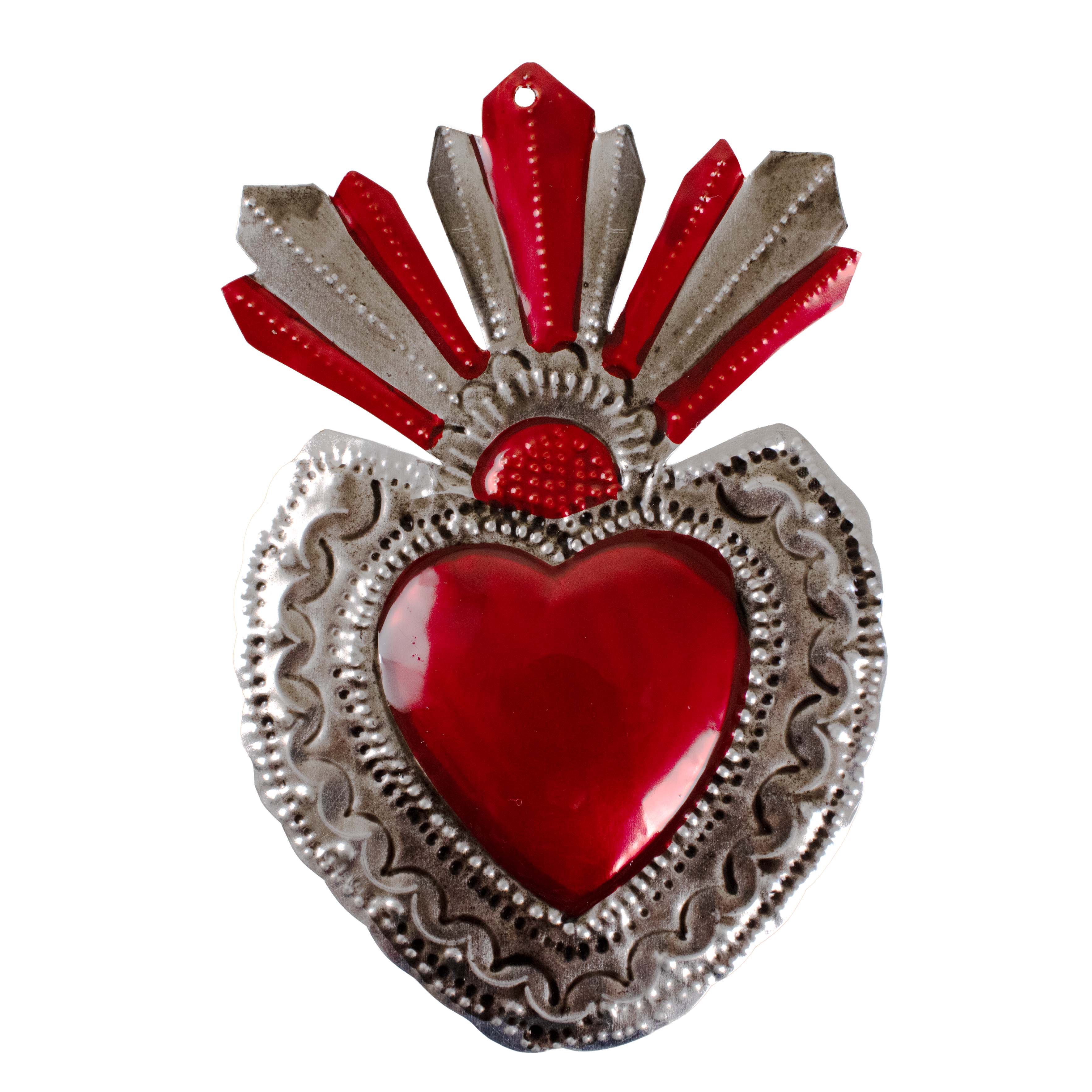 Large Mexican Crown Milagro Tin Hearts - Image 13