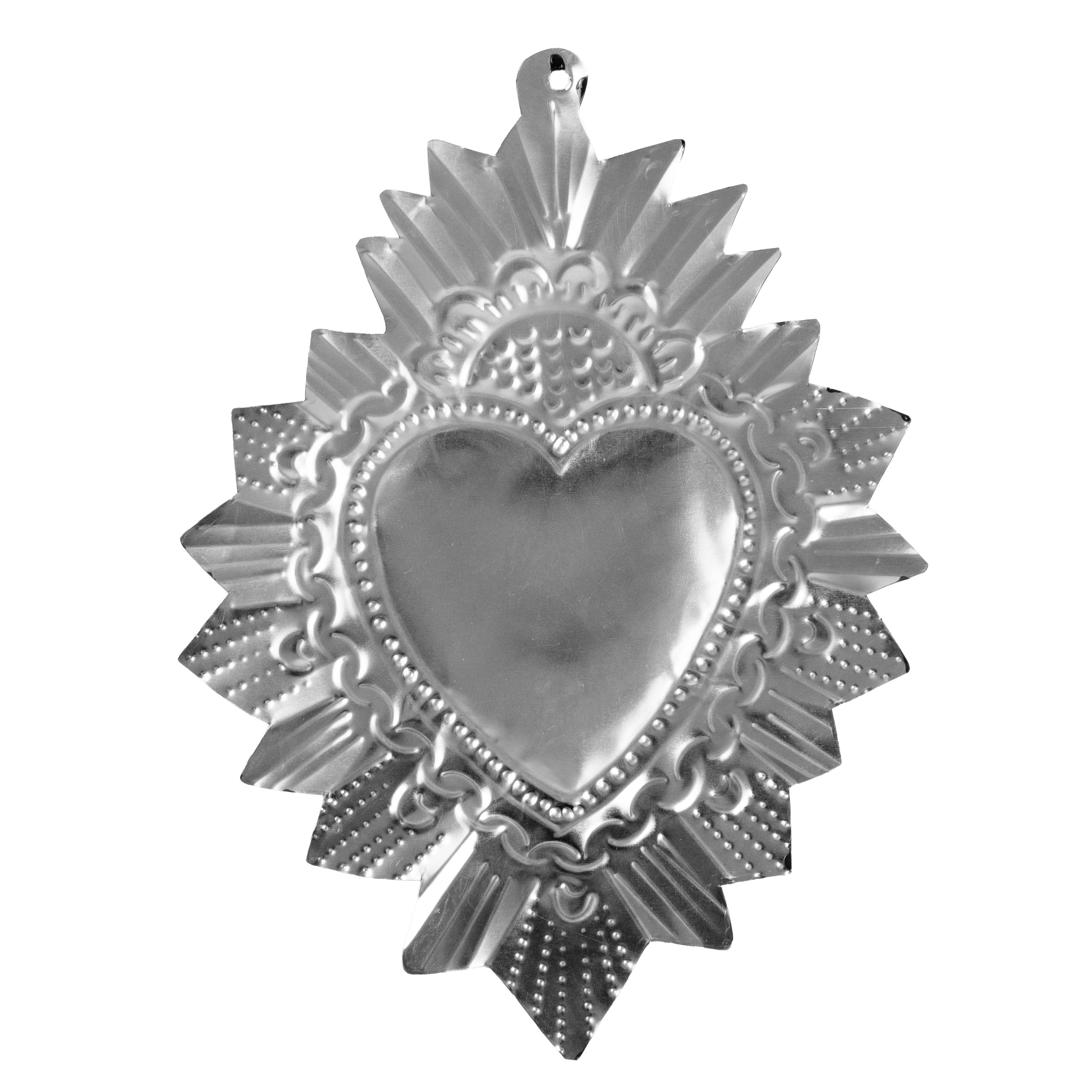 Large Mexican Crown Milagro Tin Hearts - Image 16