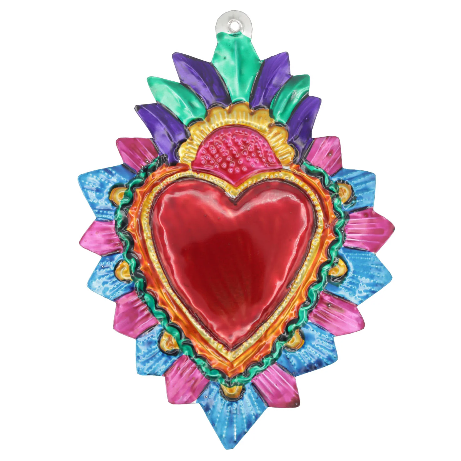 Large Mexican Crown Milagro Tin Hearts - Image 6