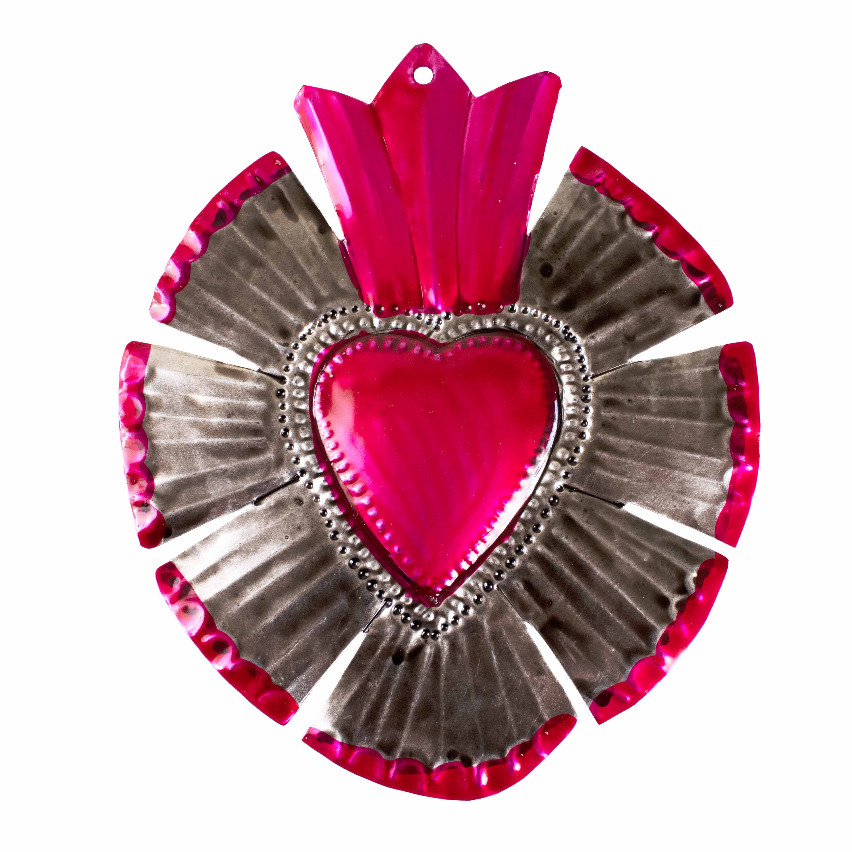 Large Mexican Crown Milagro Tin Hearts - Image 8